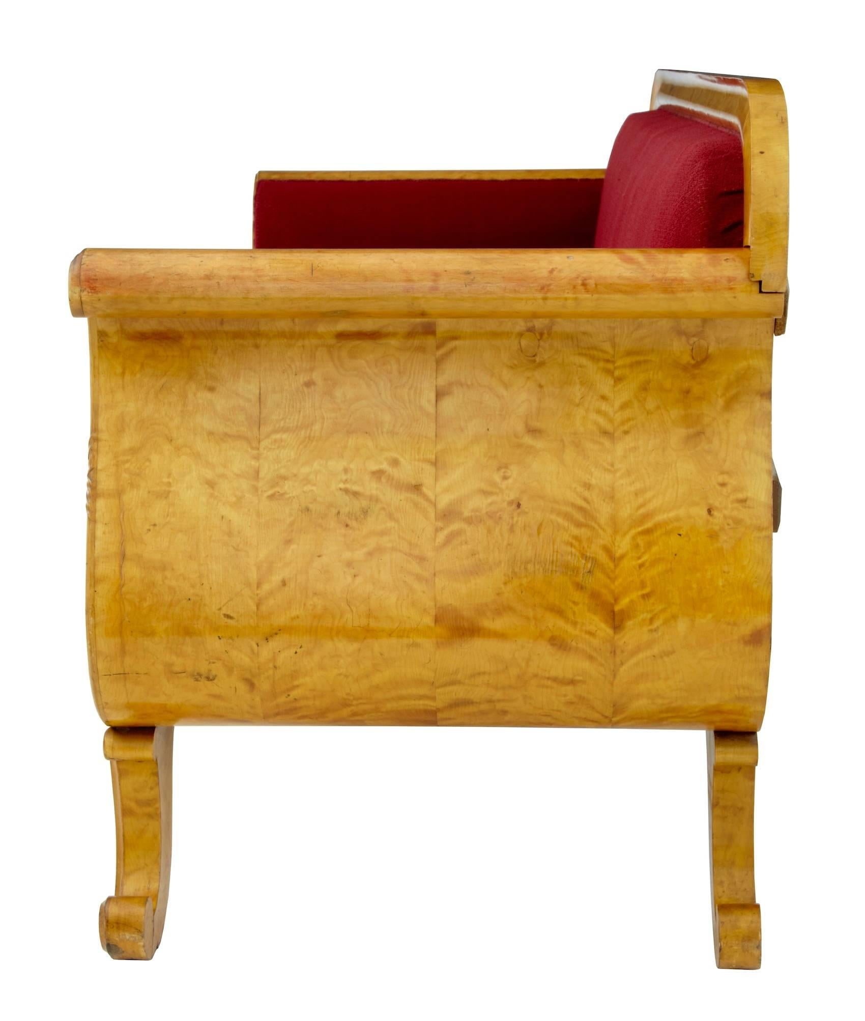 Biedermeier Beautiful 19th Century Swedish Carved Birch Sofa