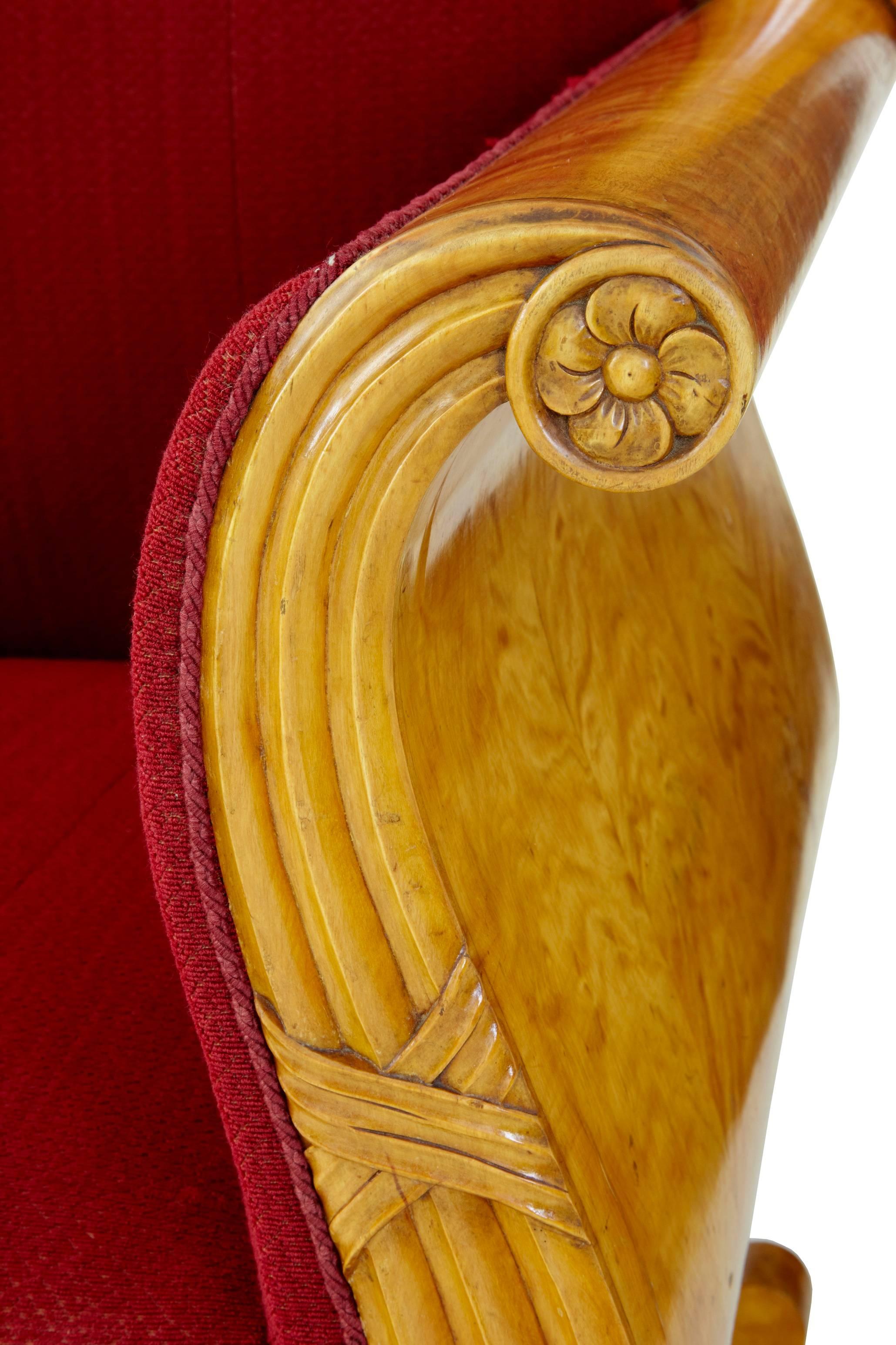 Beautiful 19th Century Swedish Carved Birch Sofa 1