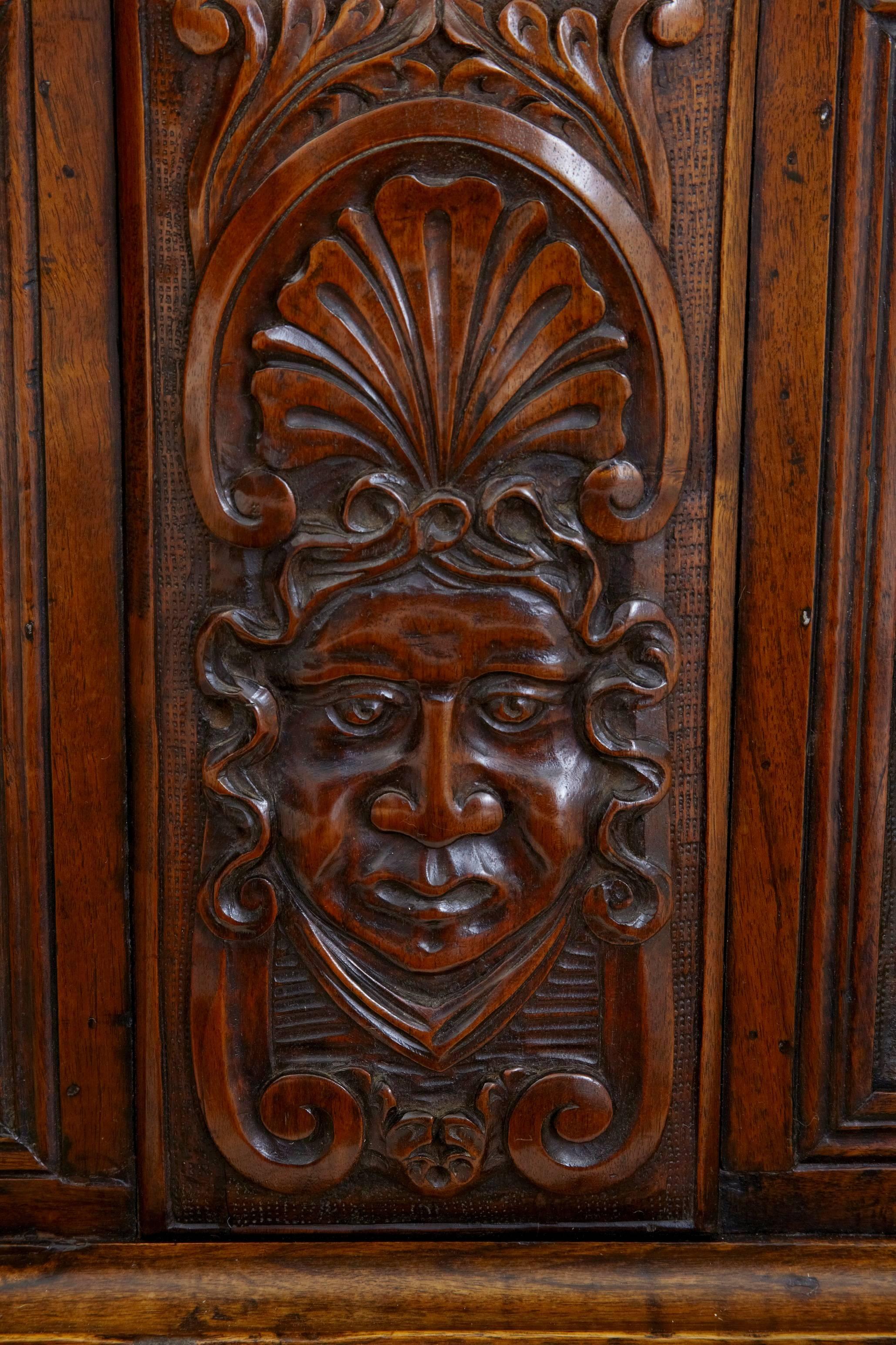 19th Century Carved Walnut Coffer Chest 5