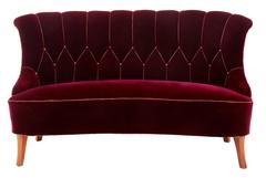 1950s Scandinavian Plush Velvet Shaped Sofa