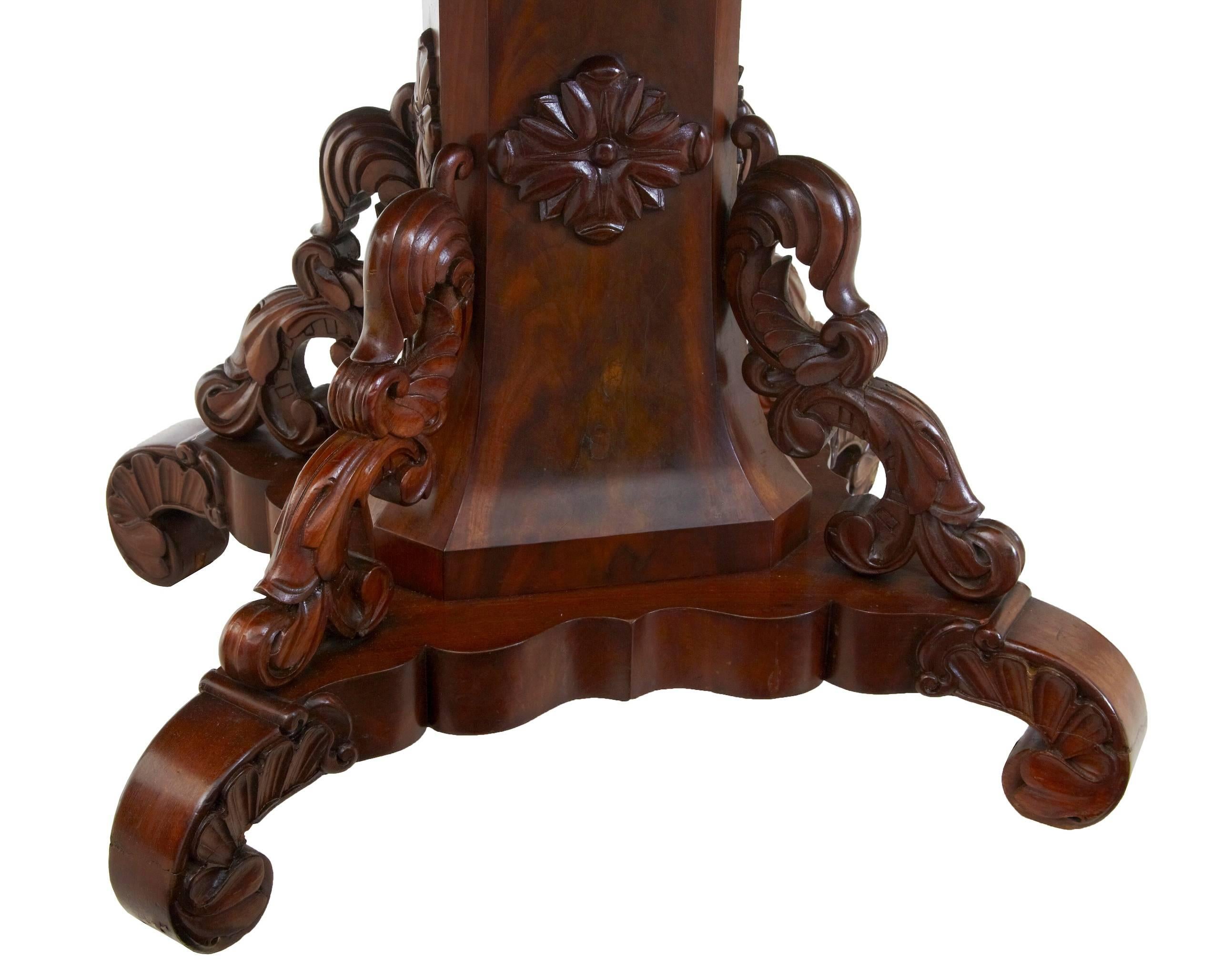 Woodwork 19th Century Carved Mahogany Oval Center Table