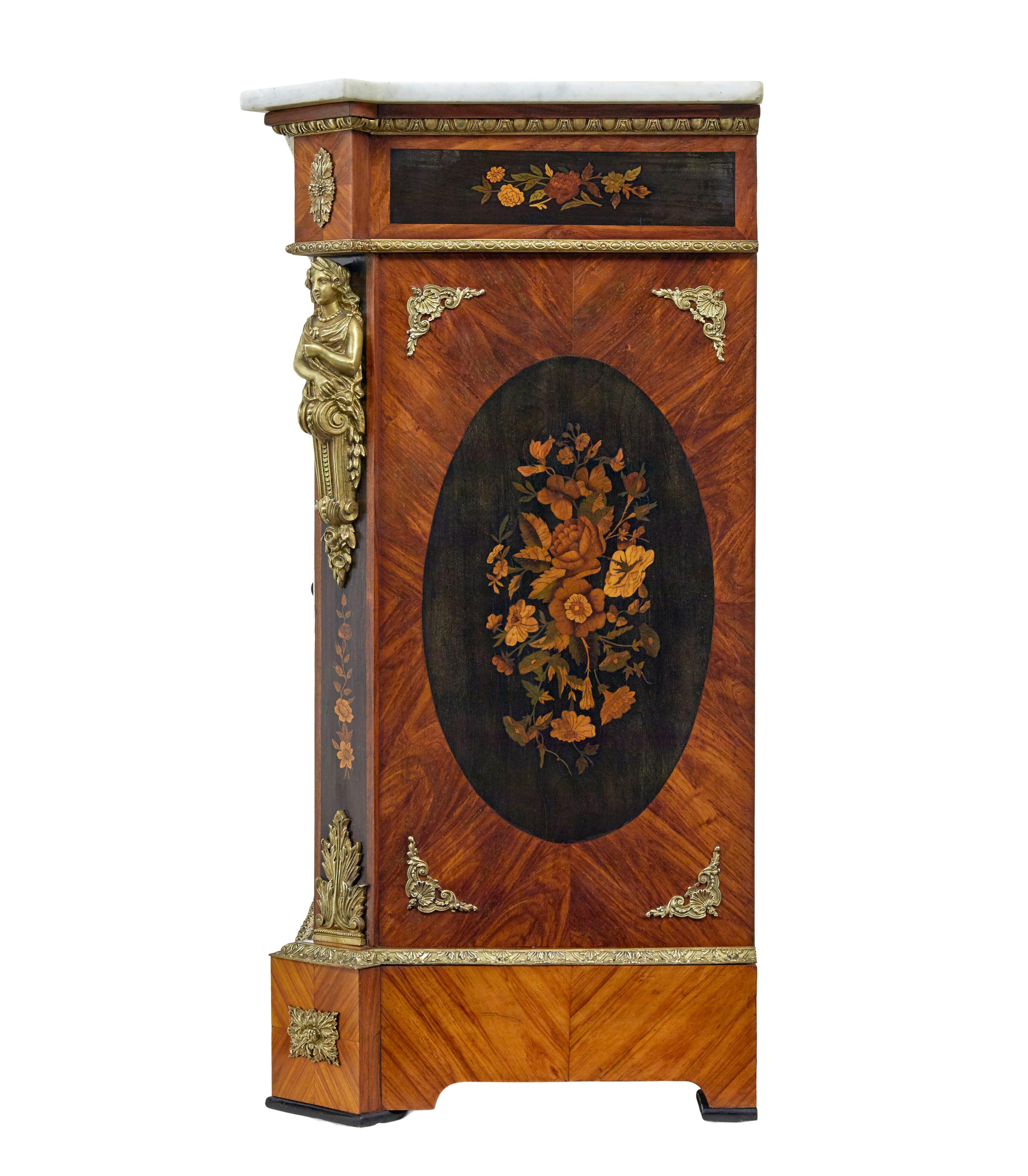 19th Century 19th century Louis XVI style ormolu-mounted marquetry meuble d’appui For Sale