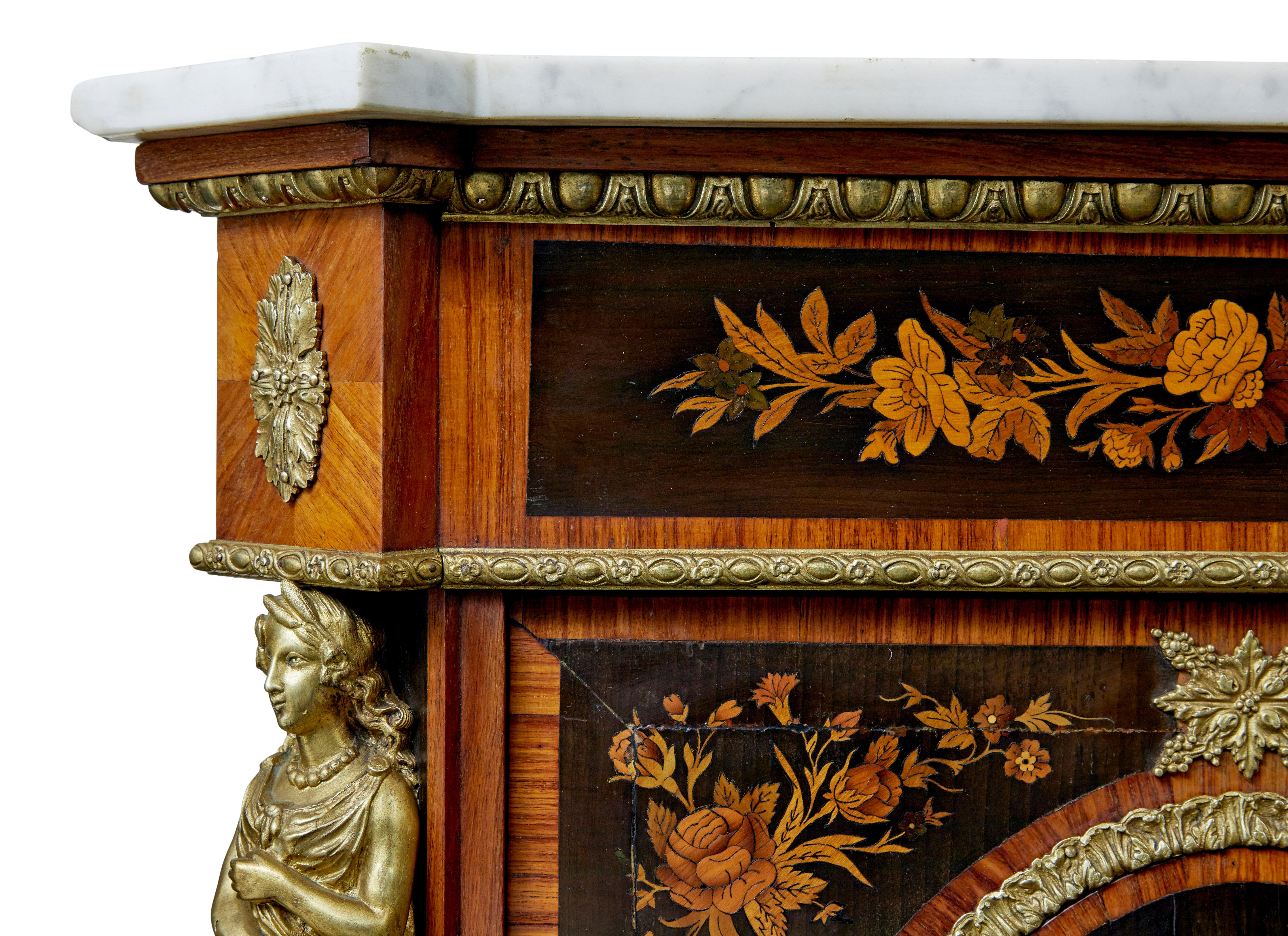 19th century Louis XVI style ormolu-mounted marquetry meuble d’appui For Sale 4
