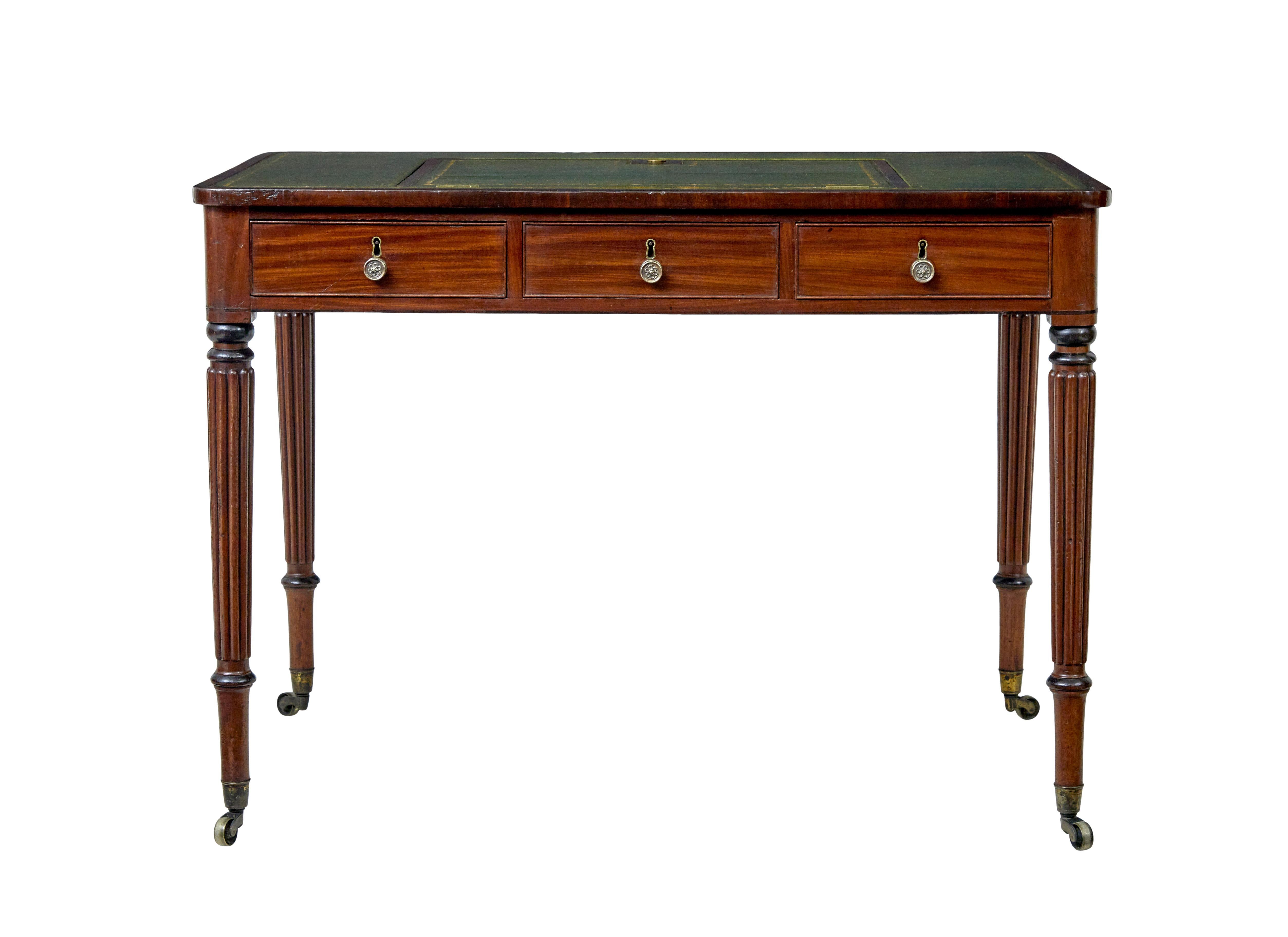 19th century late Georgian mahogany and leather architects desk For Sale 1