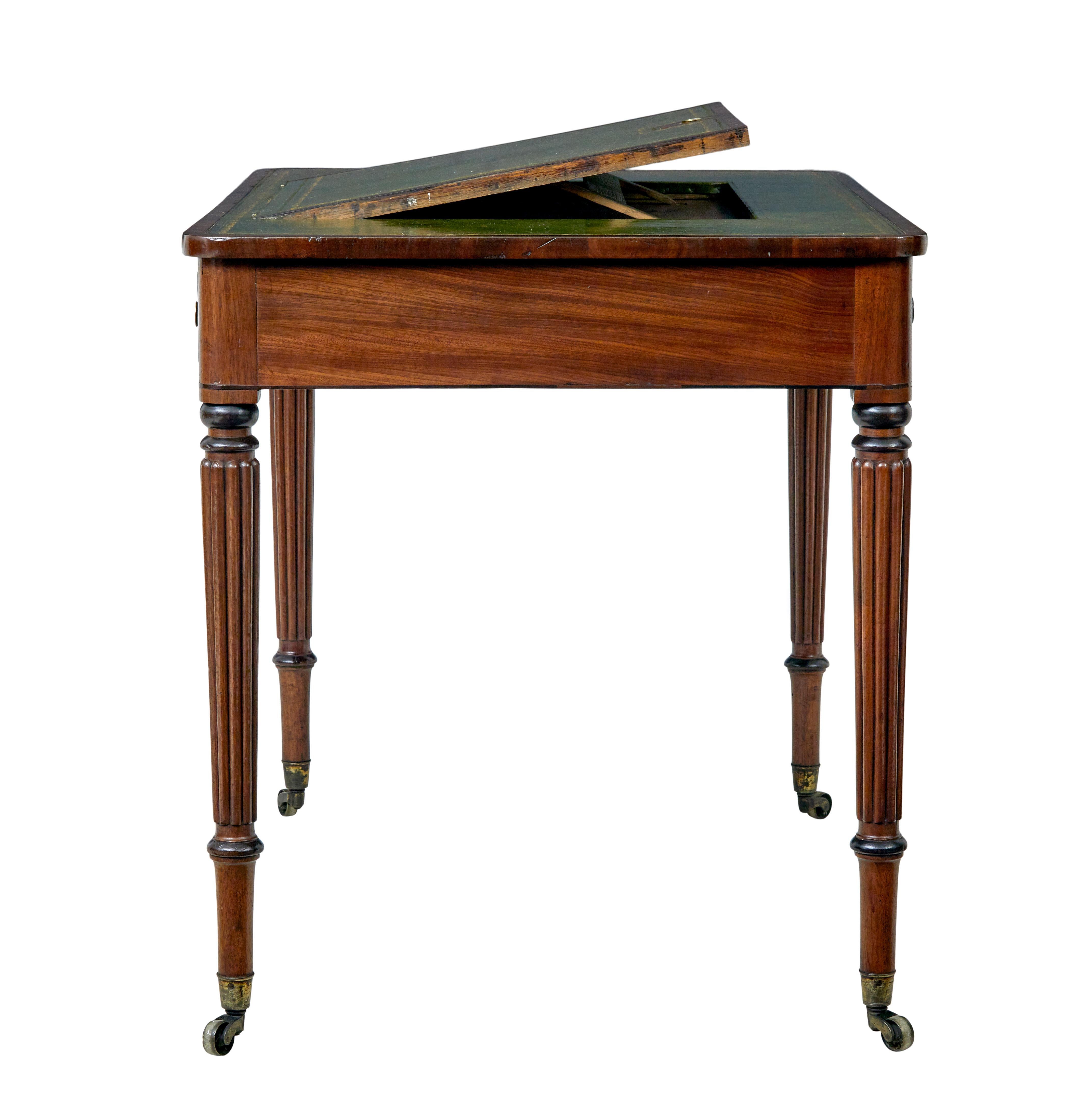 19th century late Georgian mahogany and leather architects desk For Sale 2