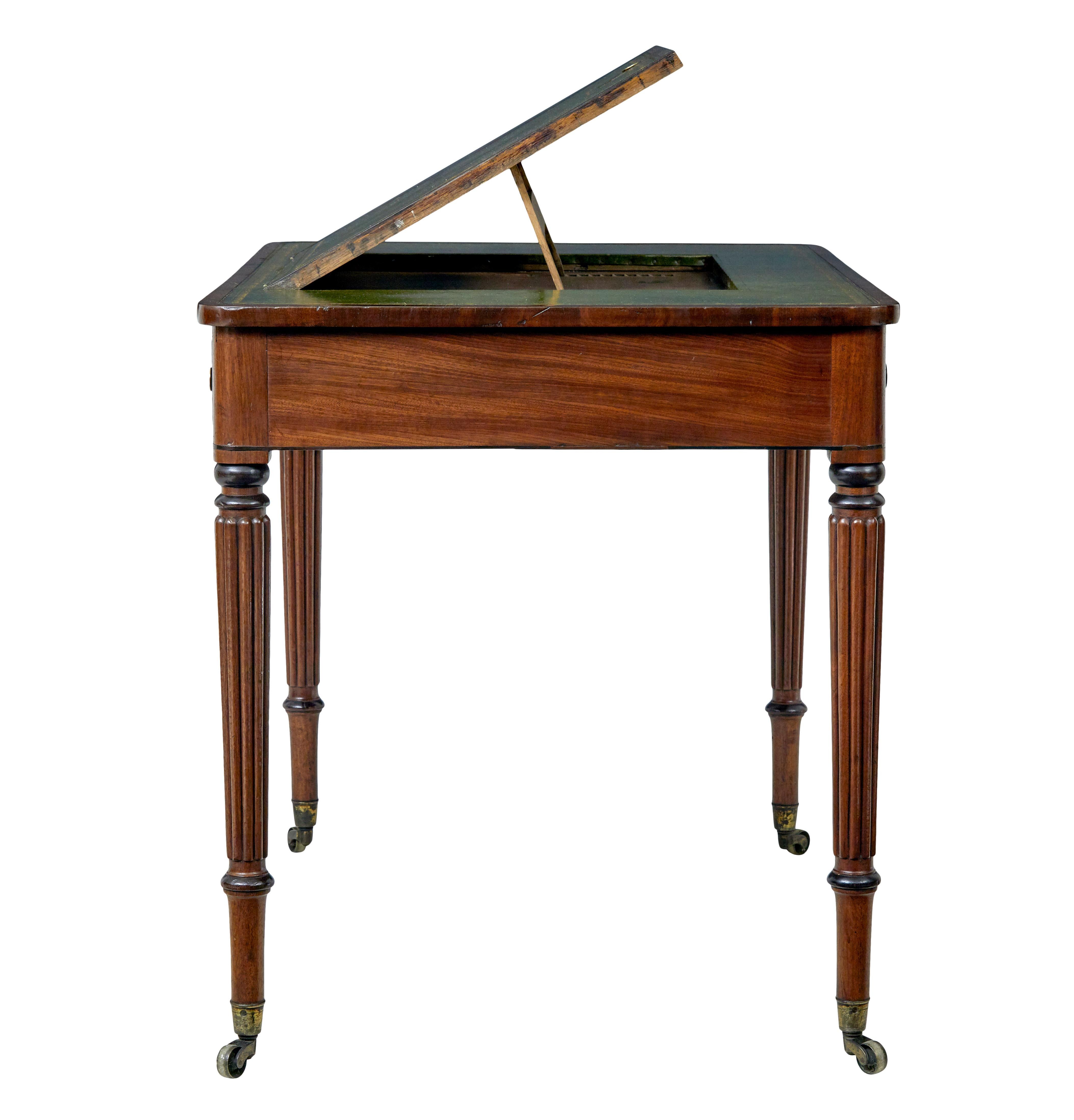19th century late Georgian mahogany and leather architects desk For Sale 3