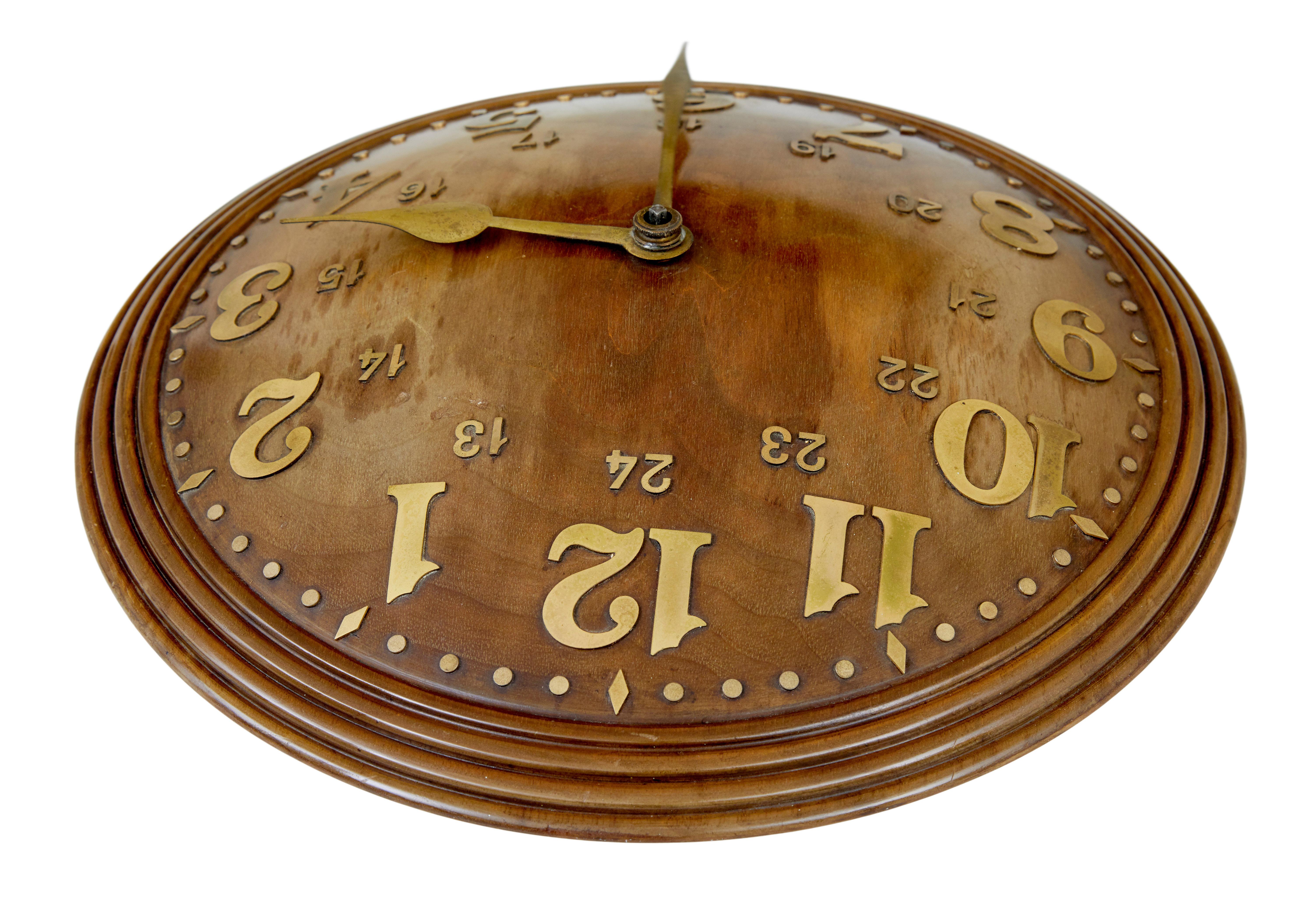 English Art deco teak wall clock by Zenith For Sale