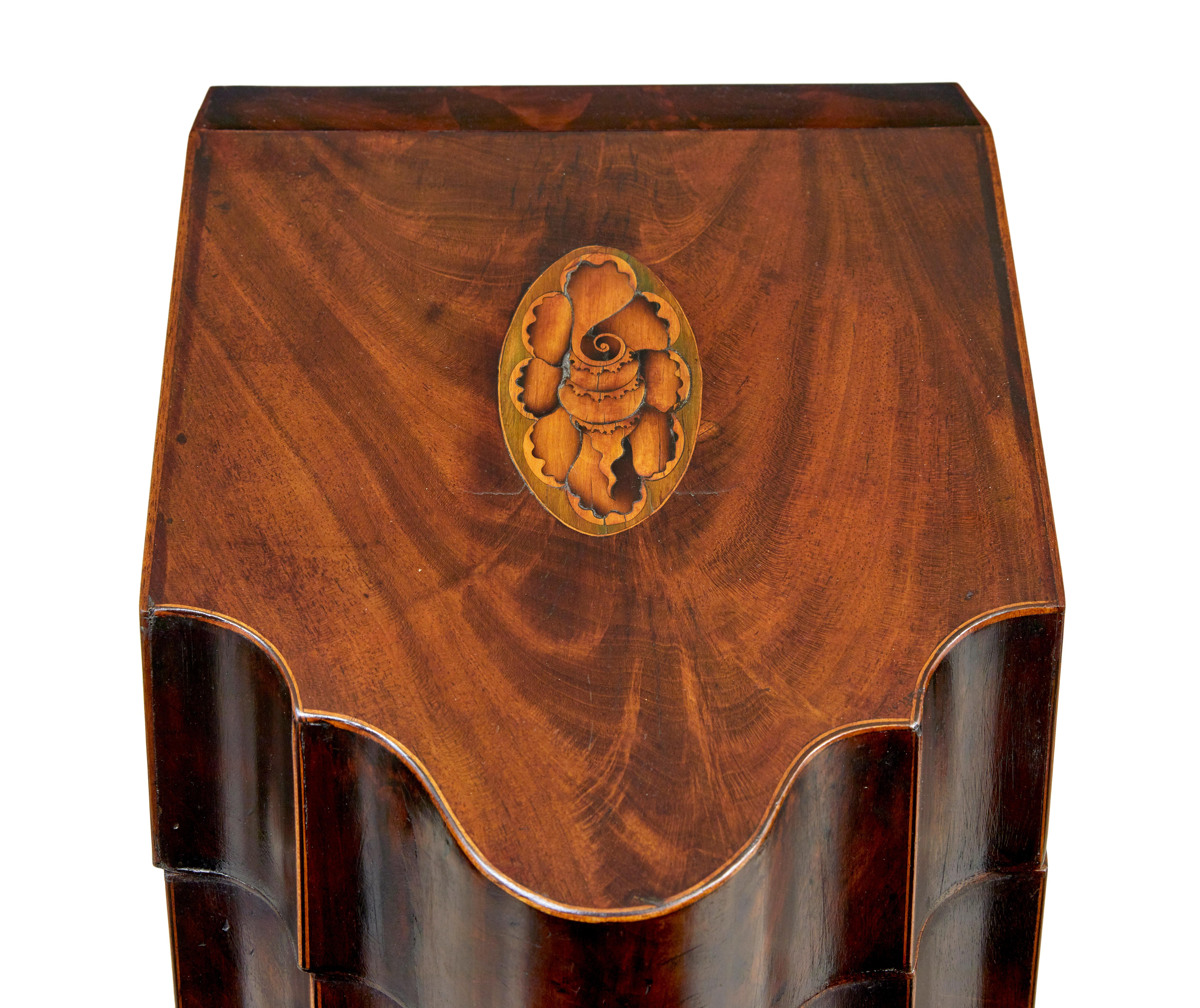 18th Century 18th century inlaid mahogany Georgian knife box For Sale