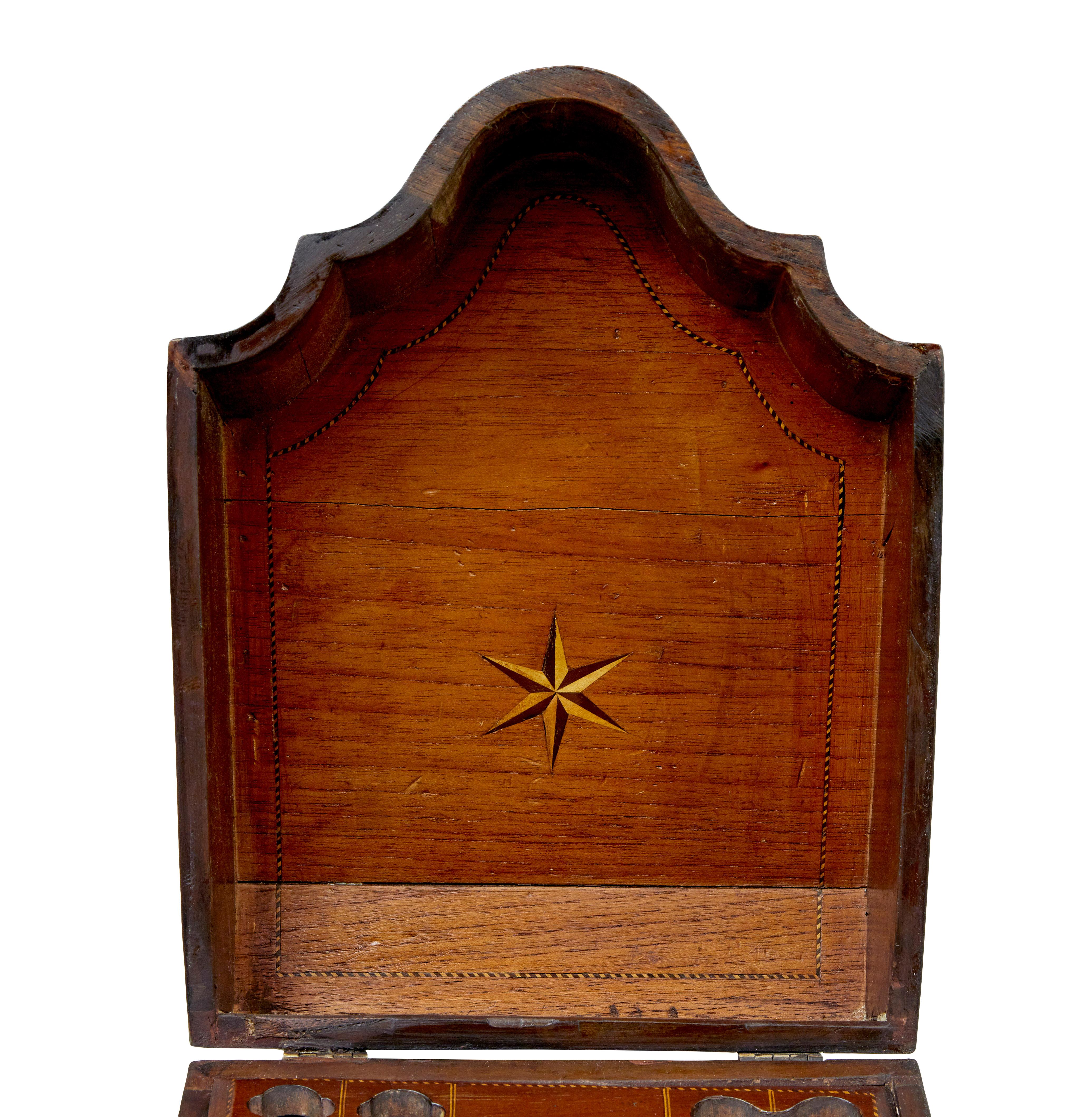 18th century inlaid mahogany Georgian knife box For Sale 2