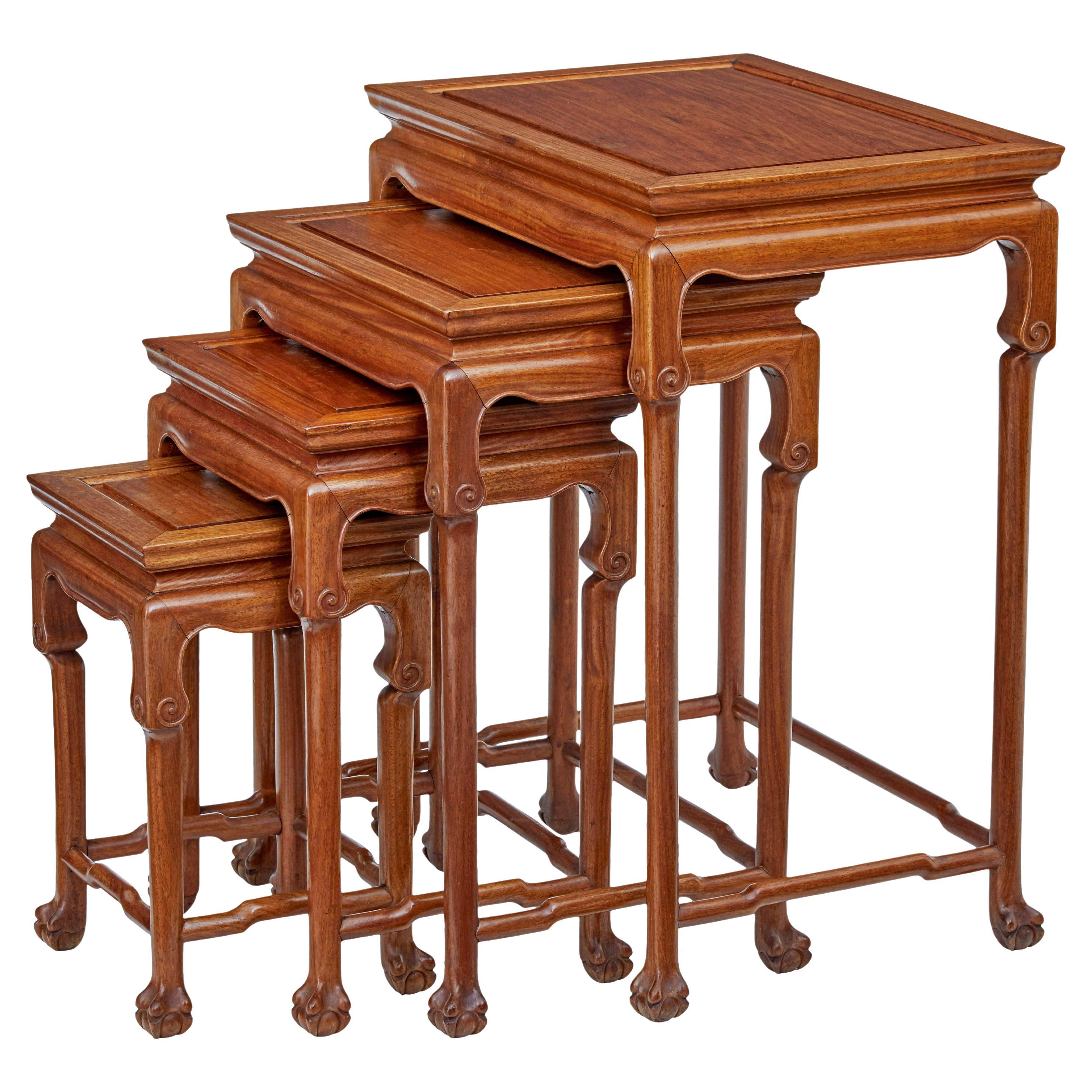 Set 4 hardwood nest of tables by mayfair and company For Sale