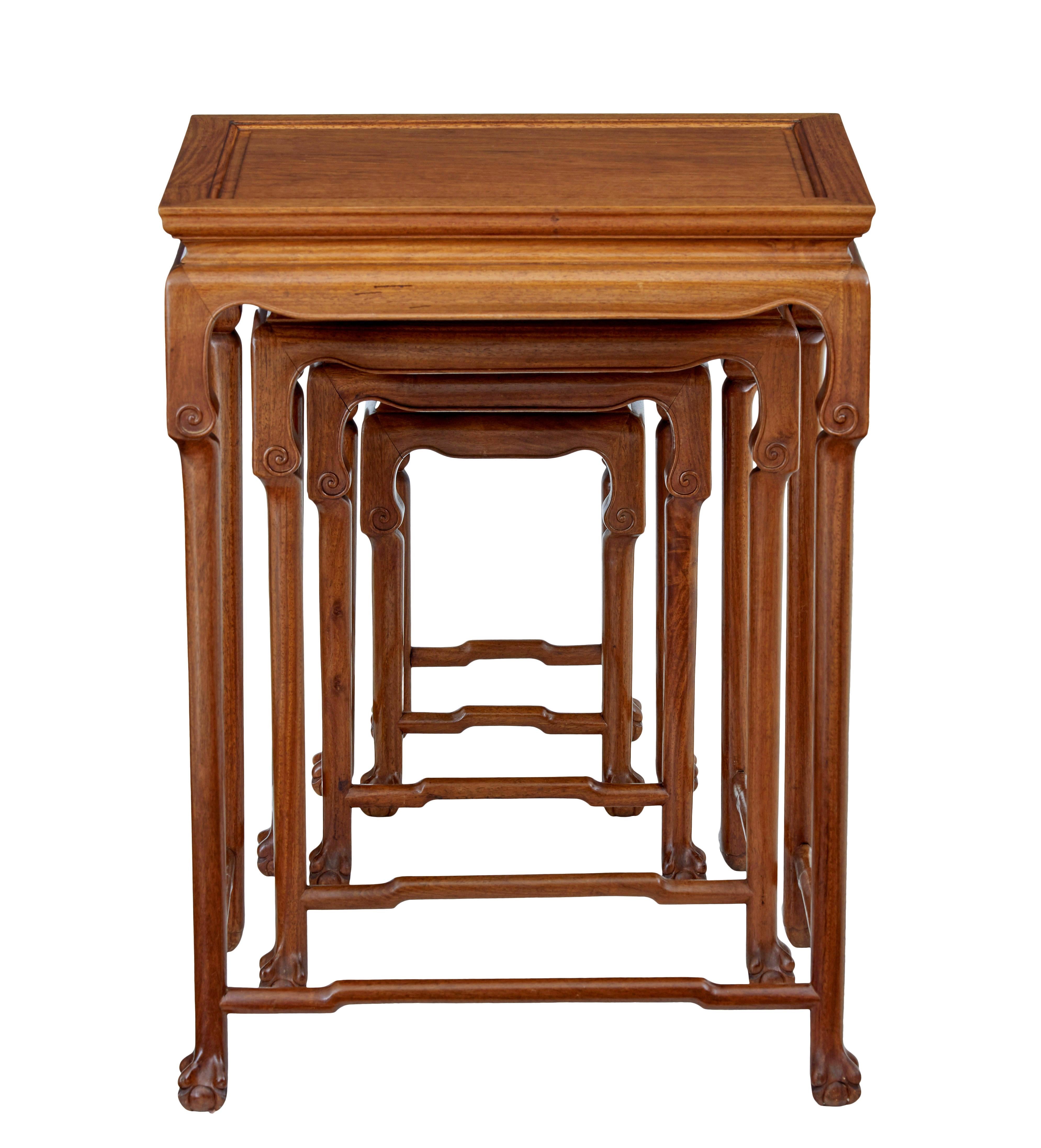 Qing Set 4 hardwood nest of tables by mayfair and company For Sale
