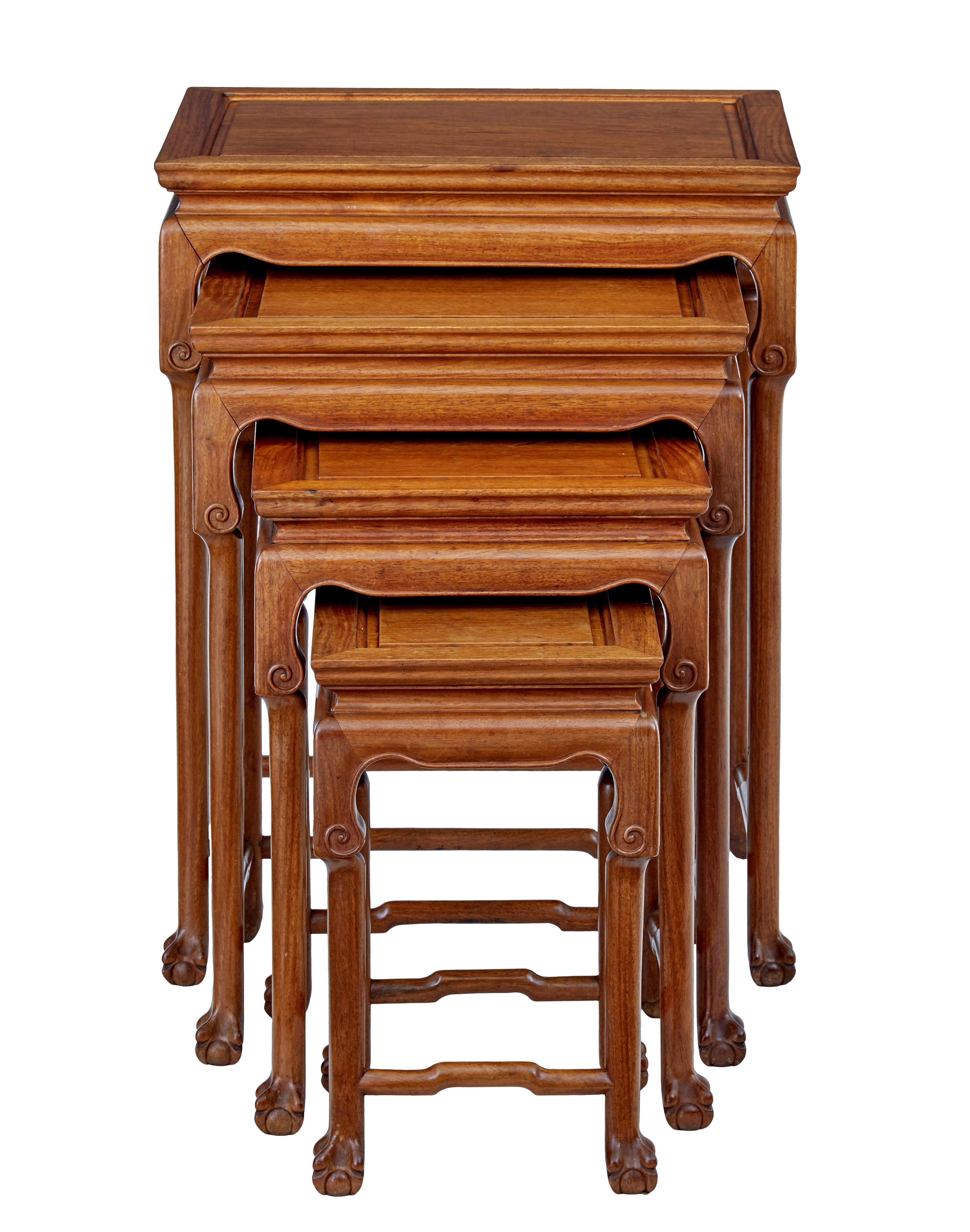 Chinese Set 4 hardwood nest of tables by mayfair and company For Sale