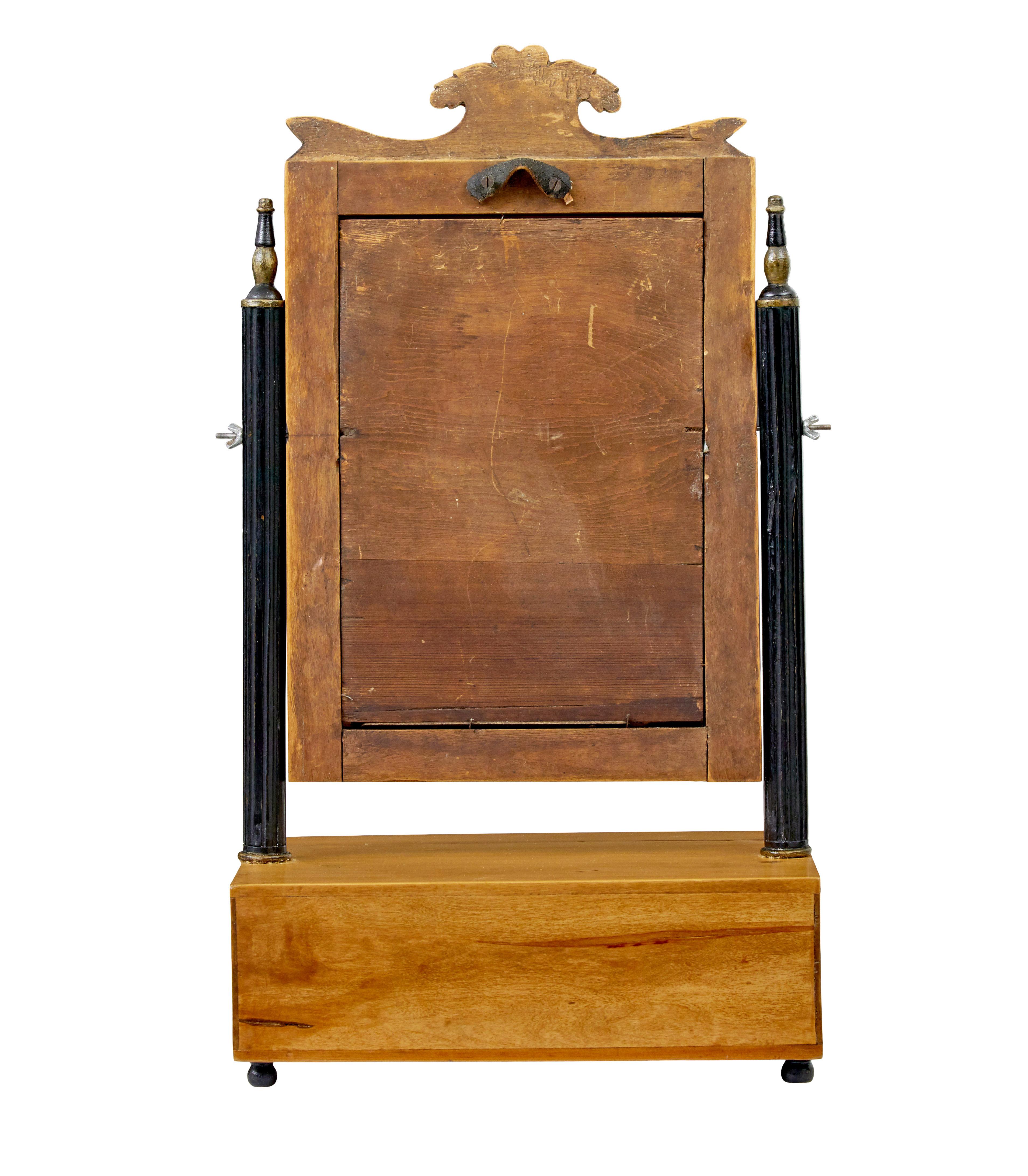Empire Revival 19th century Swedish birch vanity mirror For Sale