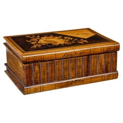 Decorative 19th century book shaped inlaid olive box
