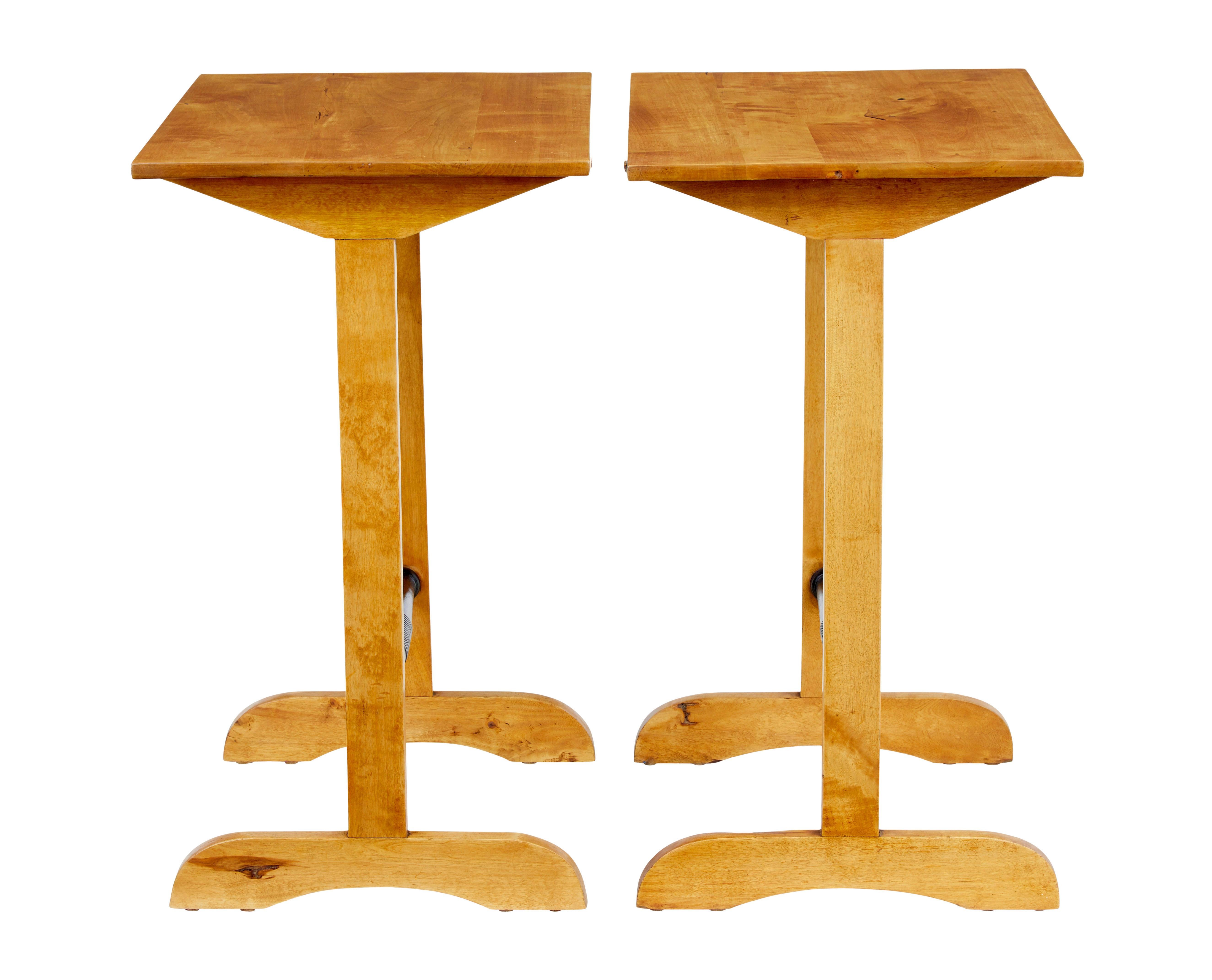 Art Deco Pair of early 20th century Swedish birch side tables For Sale