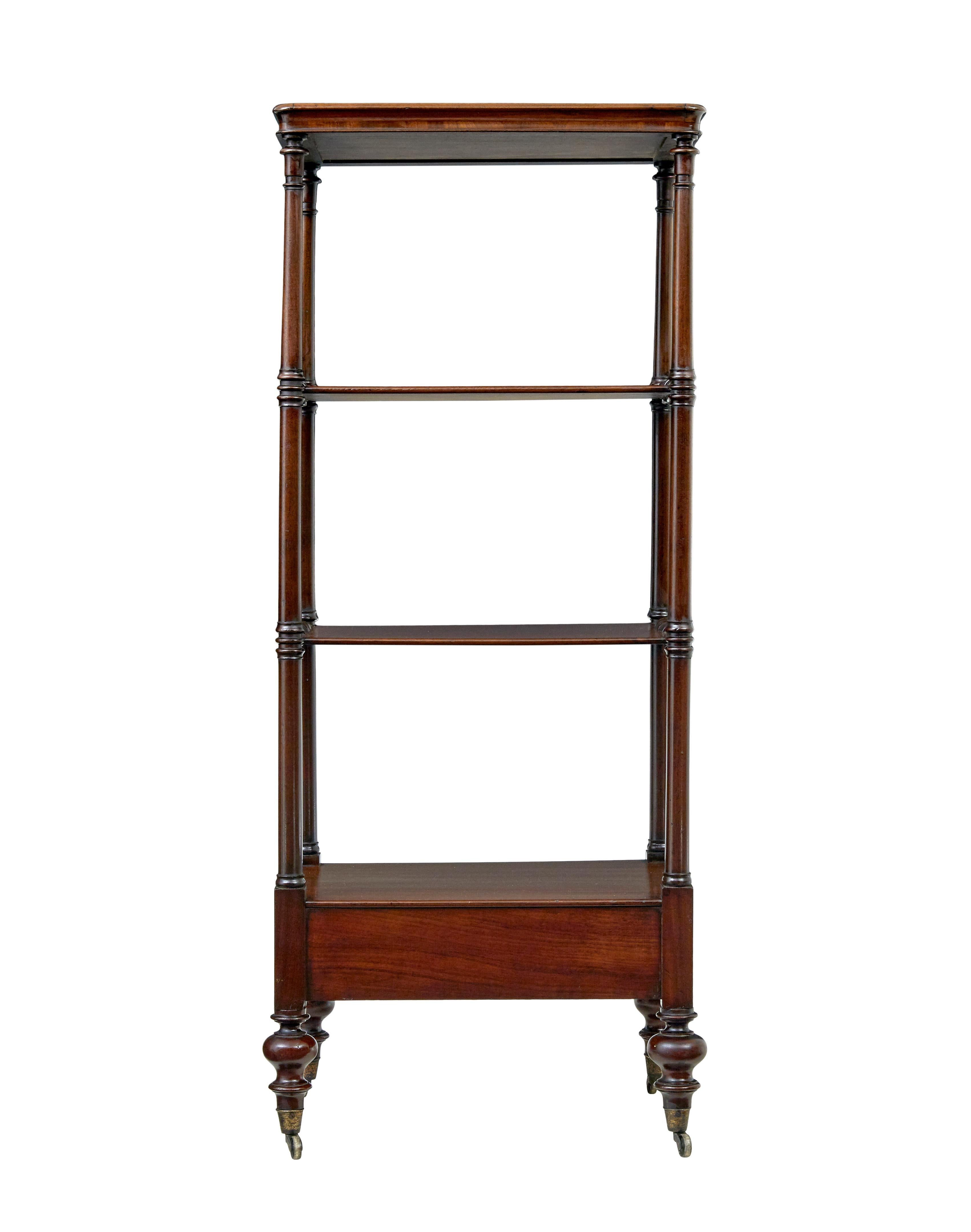Hand-Carved Mid 19th century 4 tier mahogany what not For Sale