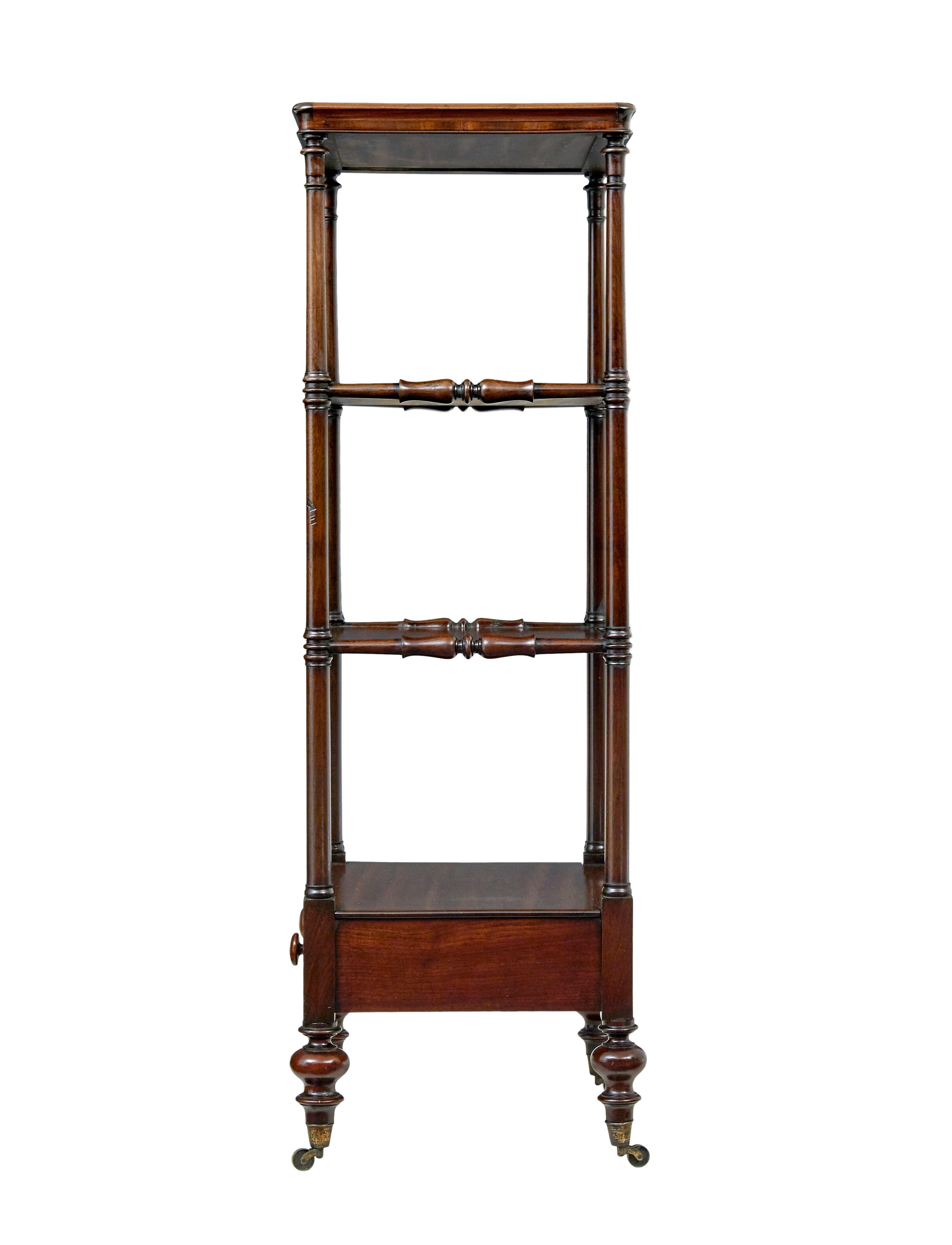 English Mid 19th century 4 tier mahogany what not For Sale