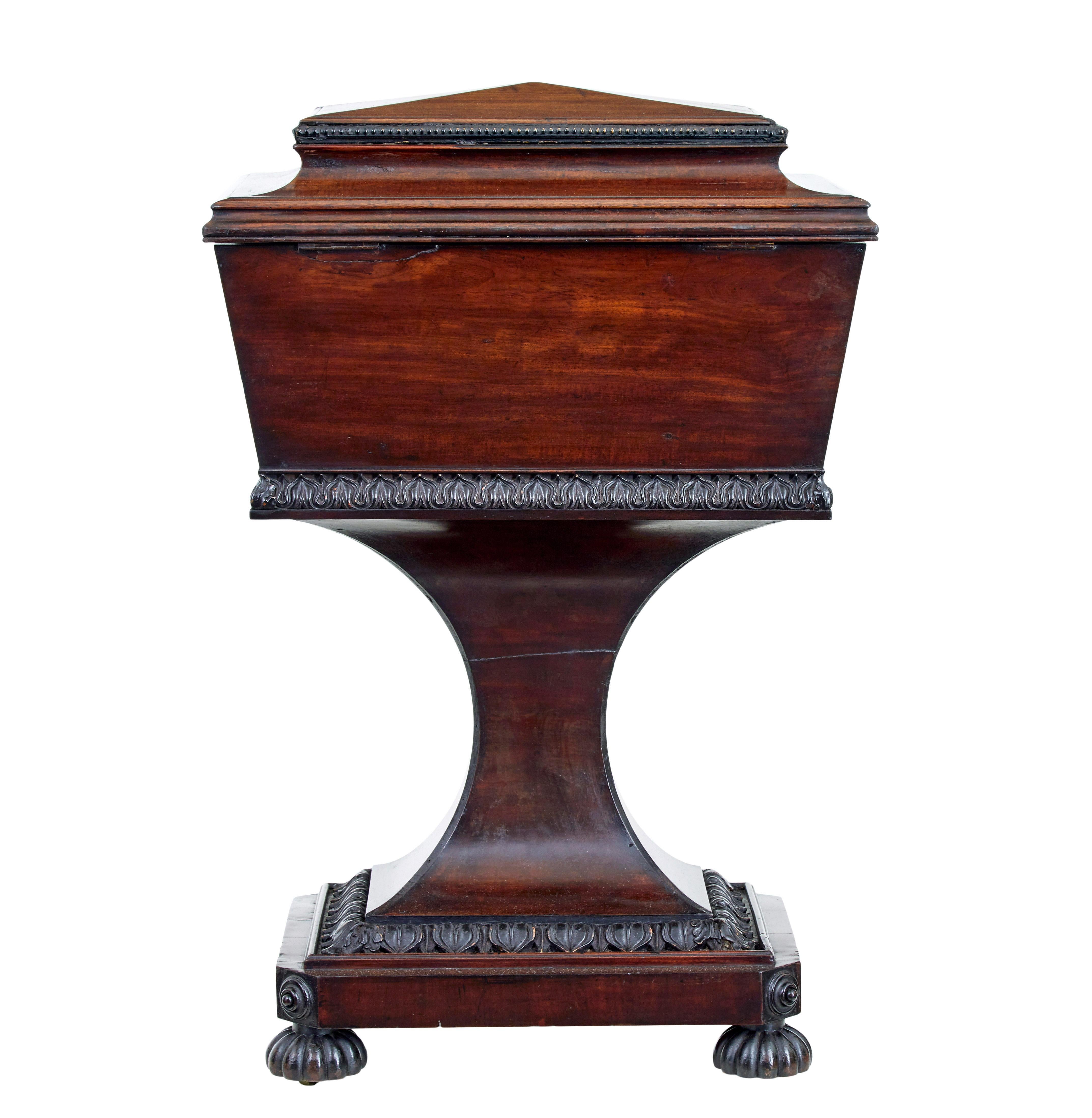 English 19th Century carved mahogany teapoy stamped Gillows For Sale
