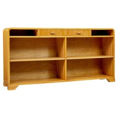 Vintage Scandinavian mid century elm low open bookcase