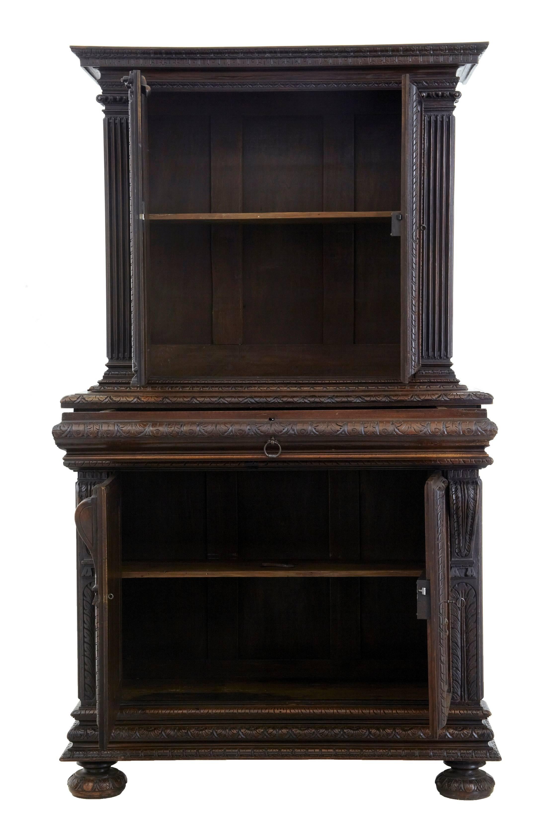 Gothic 19th Century Impressive French Carved Walnut Cabinet