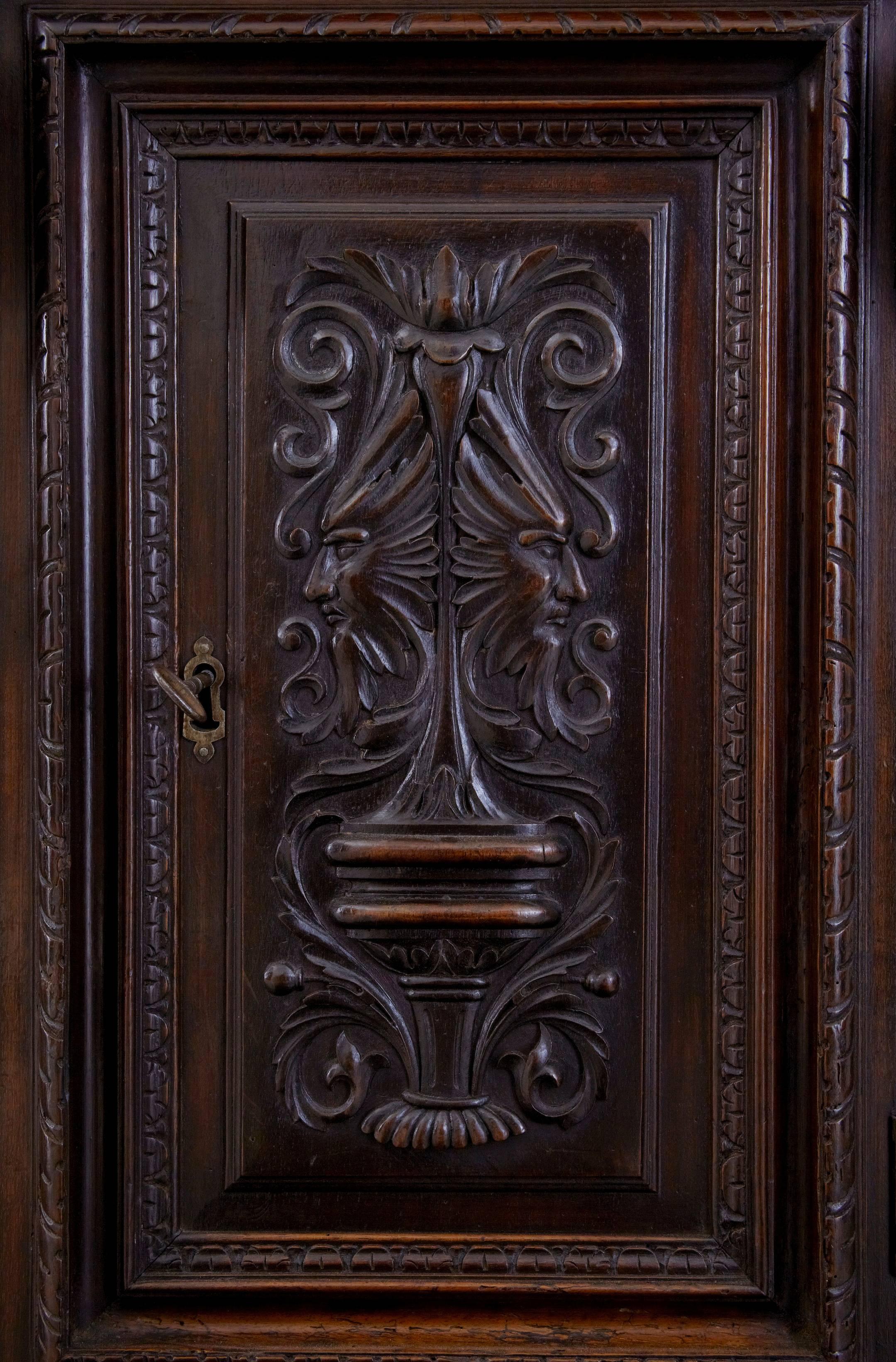 19th Century Impressive French Carved Walnut Cabinet 5