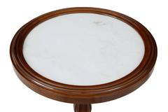 19th Century Victorian Walnut Marble-Top Tripod Table