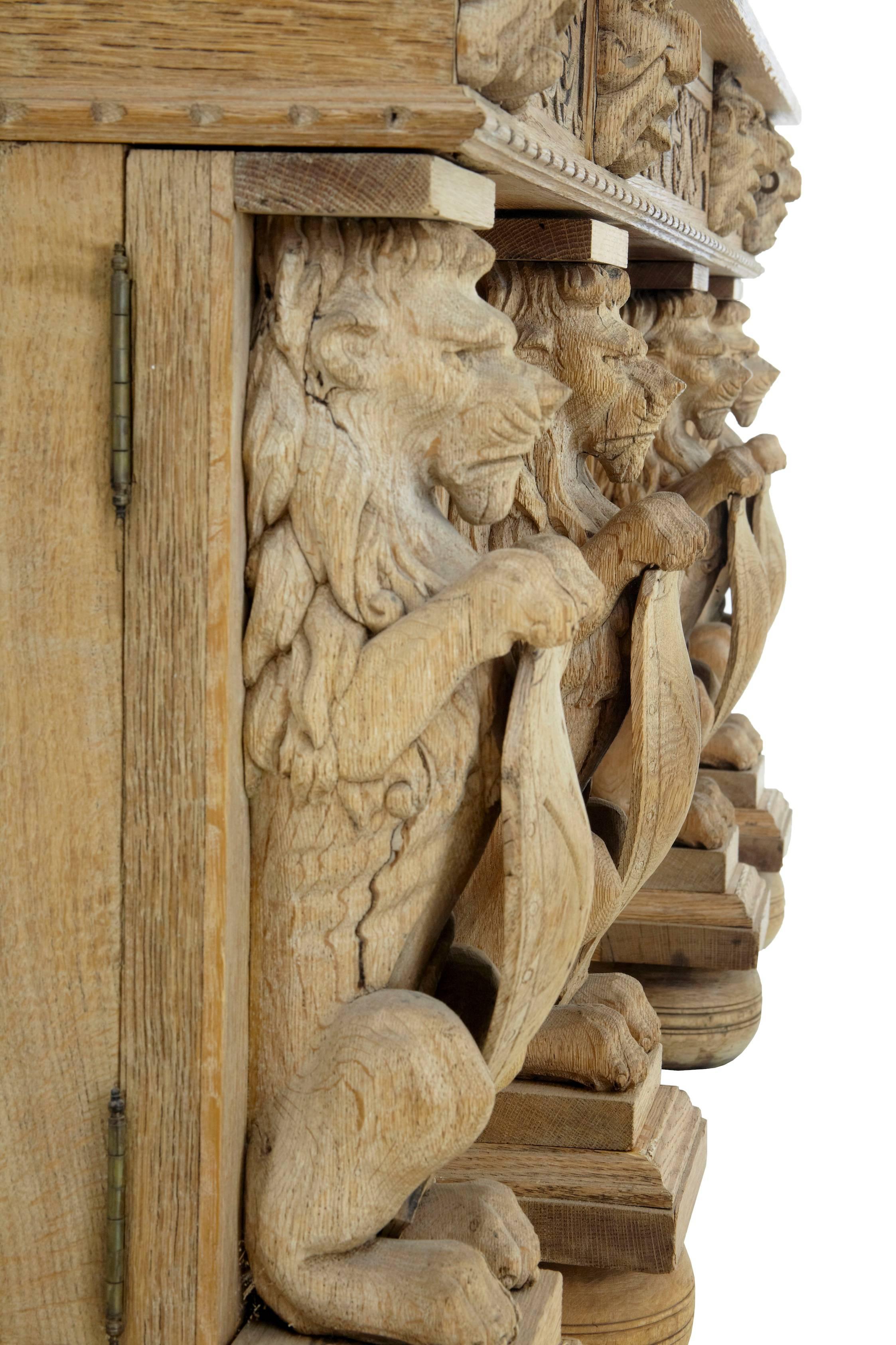 Stunning 19th Century Victorian Carved Oak Pedestal Desk 3