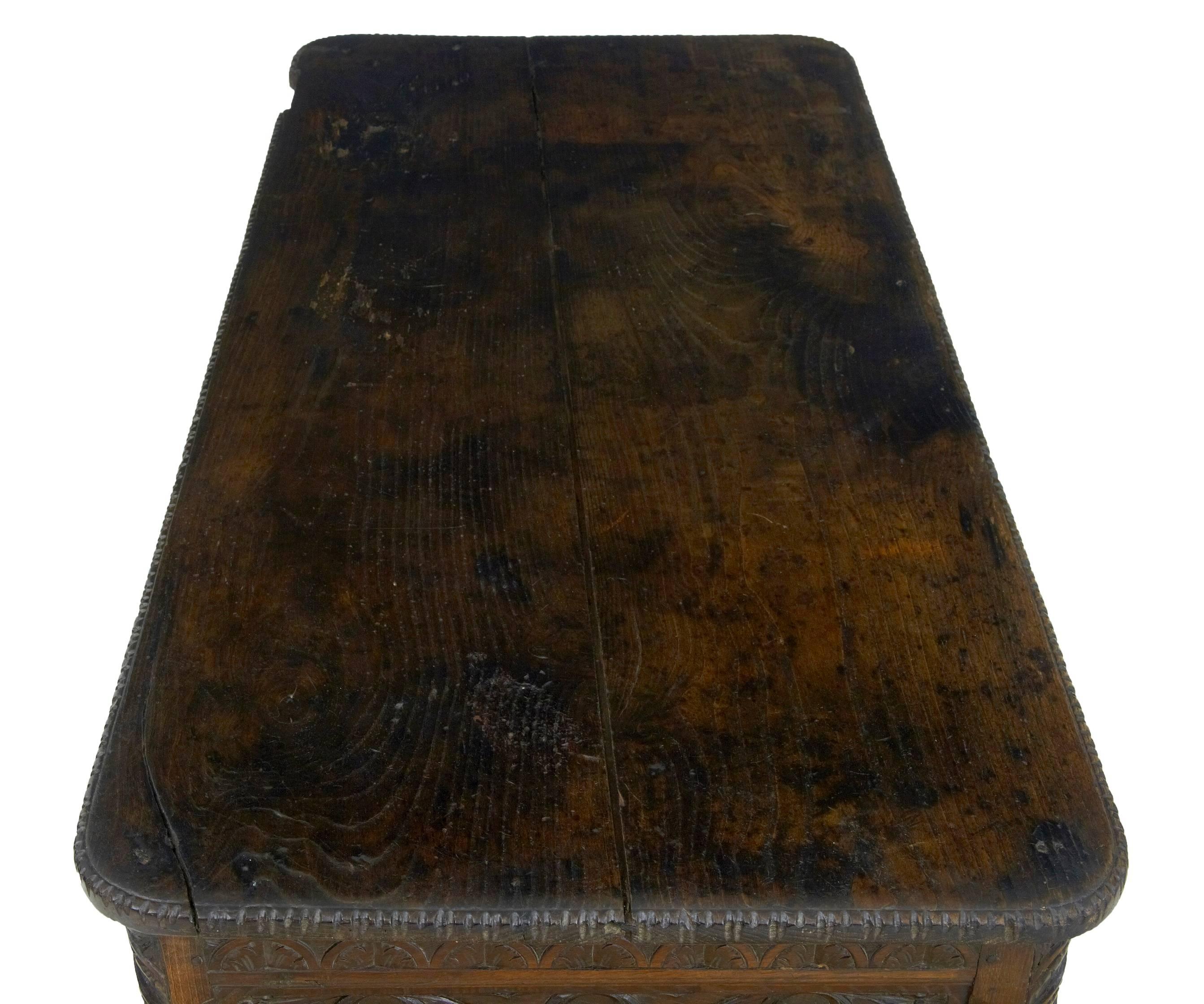Early 19th Century French Gothic Revival Carved Oak Table 3