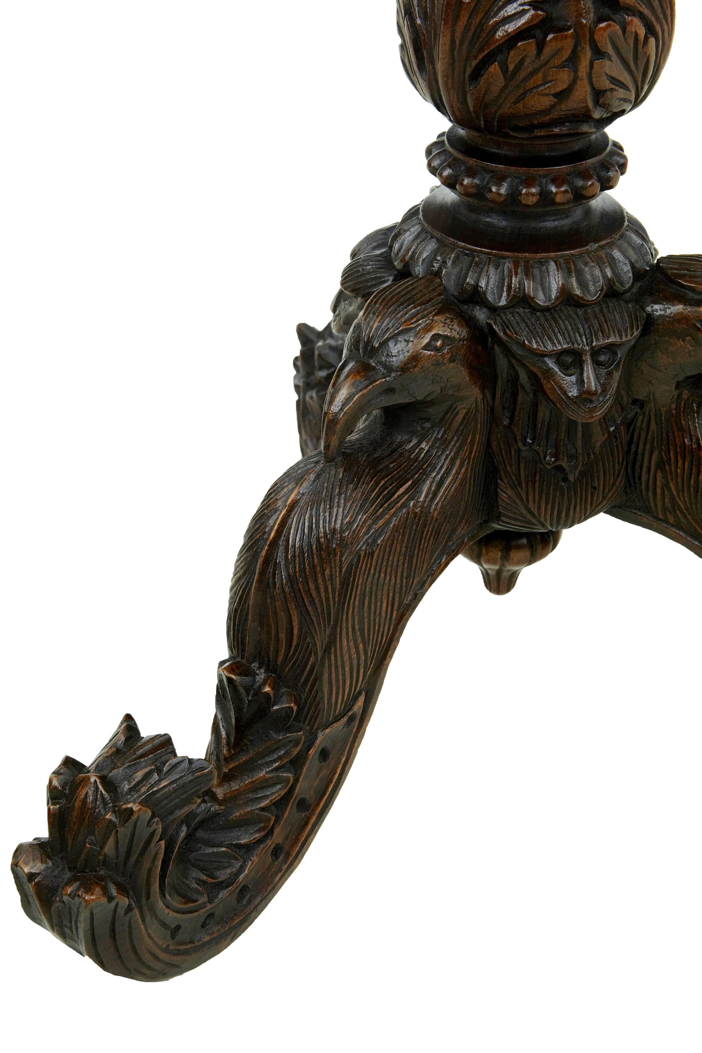 19th Century Carved Hardwood Ceylonese Flip-Top Tripod Table 3