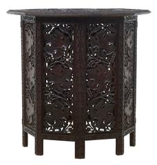 19th Century Eastern Hardwood Carved Octagonal Side Table