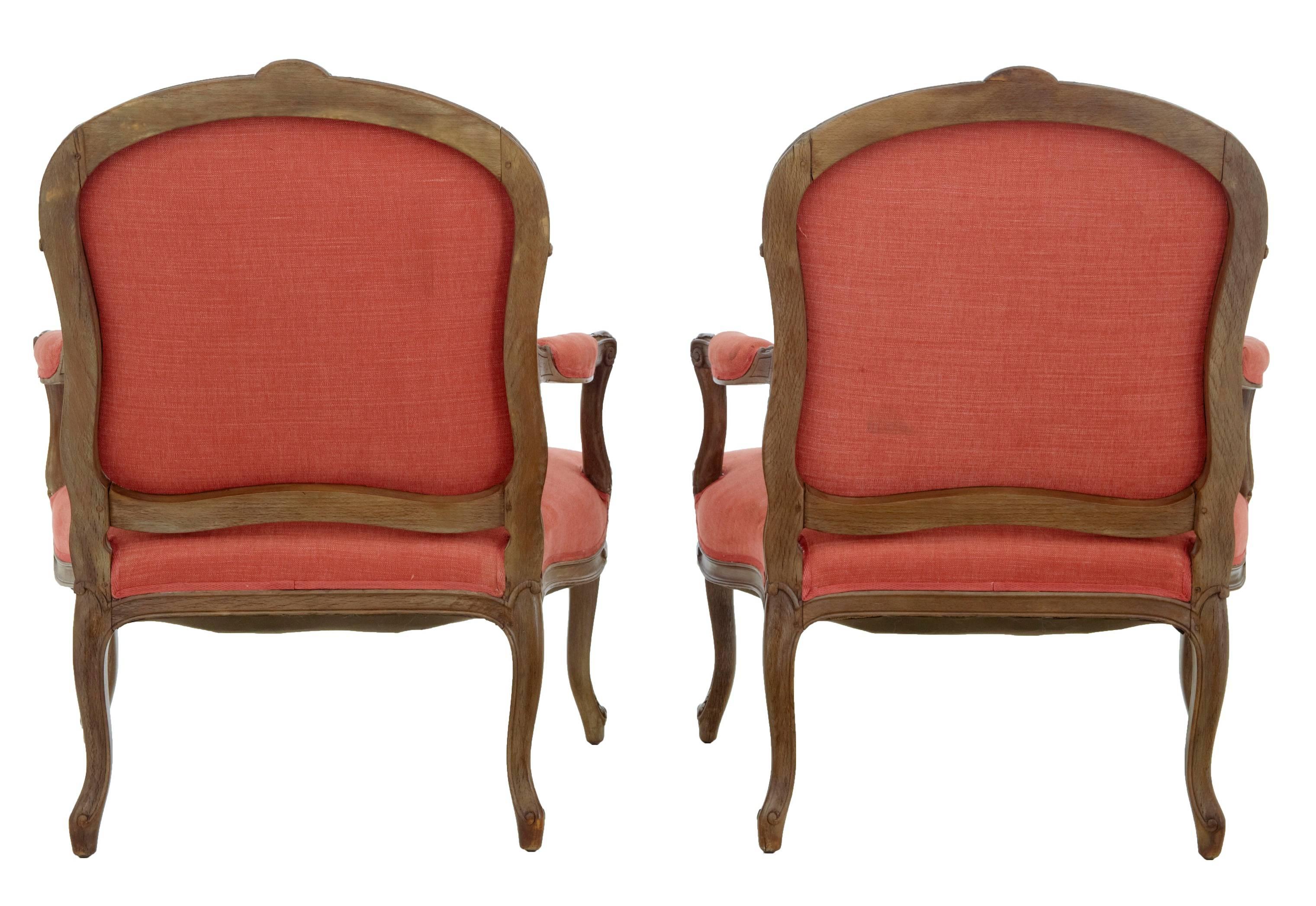 Victorian Pair of 19th Century Carved French Walnut Armchairs