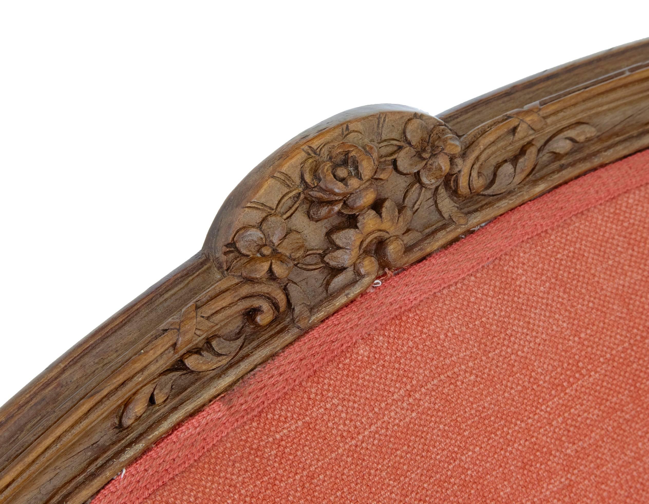 Pair of 19th Century Carved French Walnut Armchairs In Good Condition In Debenham, Suffolk