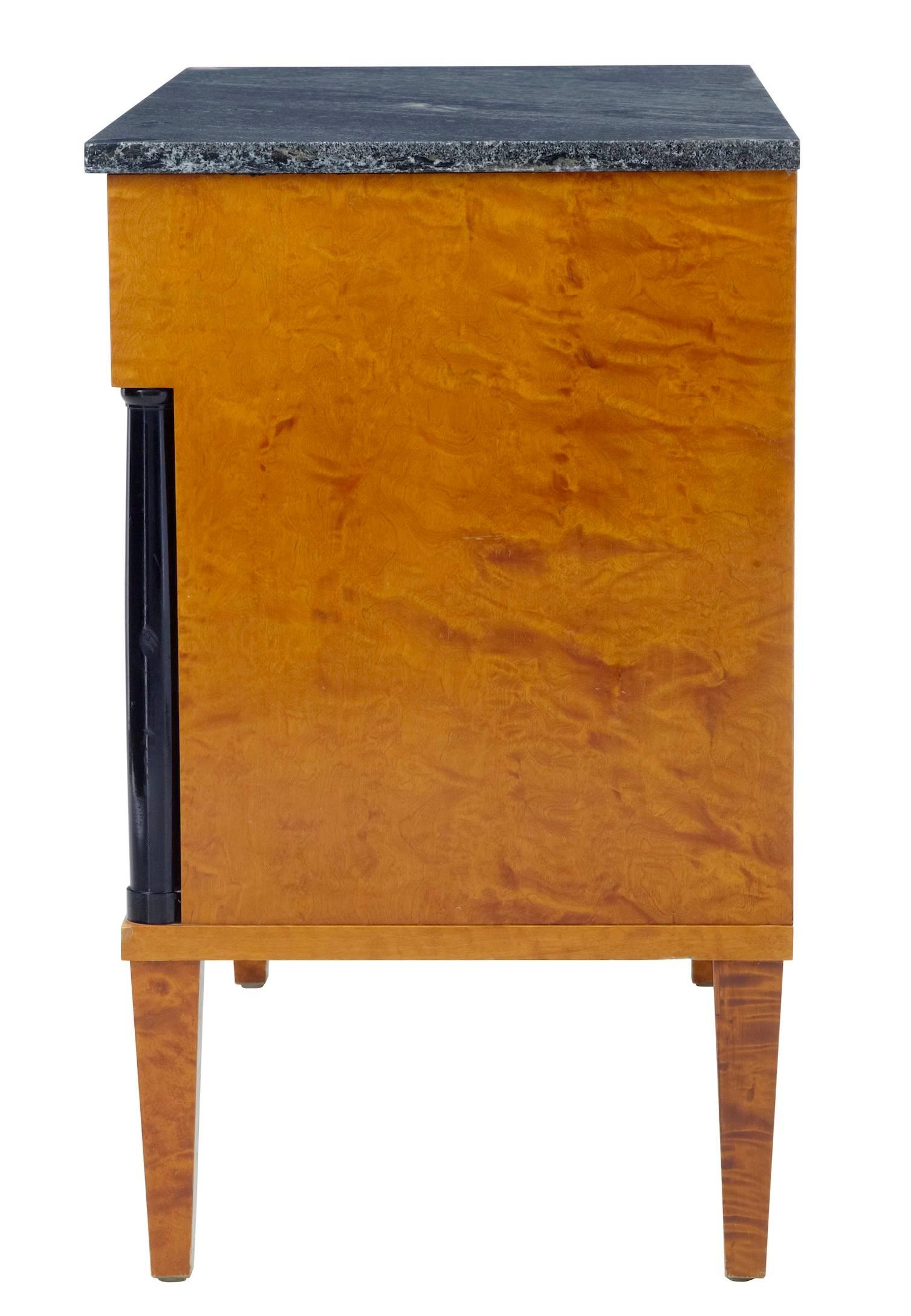 20th Century 1960s Golden Birch Marble-Top Chest of Drawers Commode (Biedermeier)