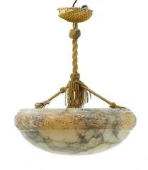 Art Deco Alabaster Hanging Ceiling Light
