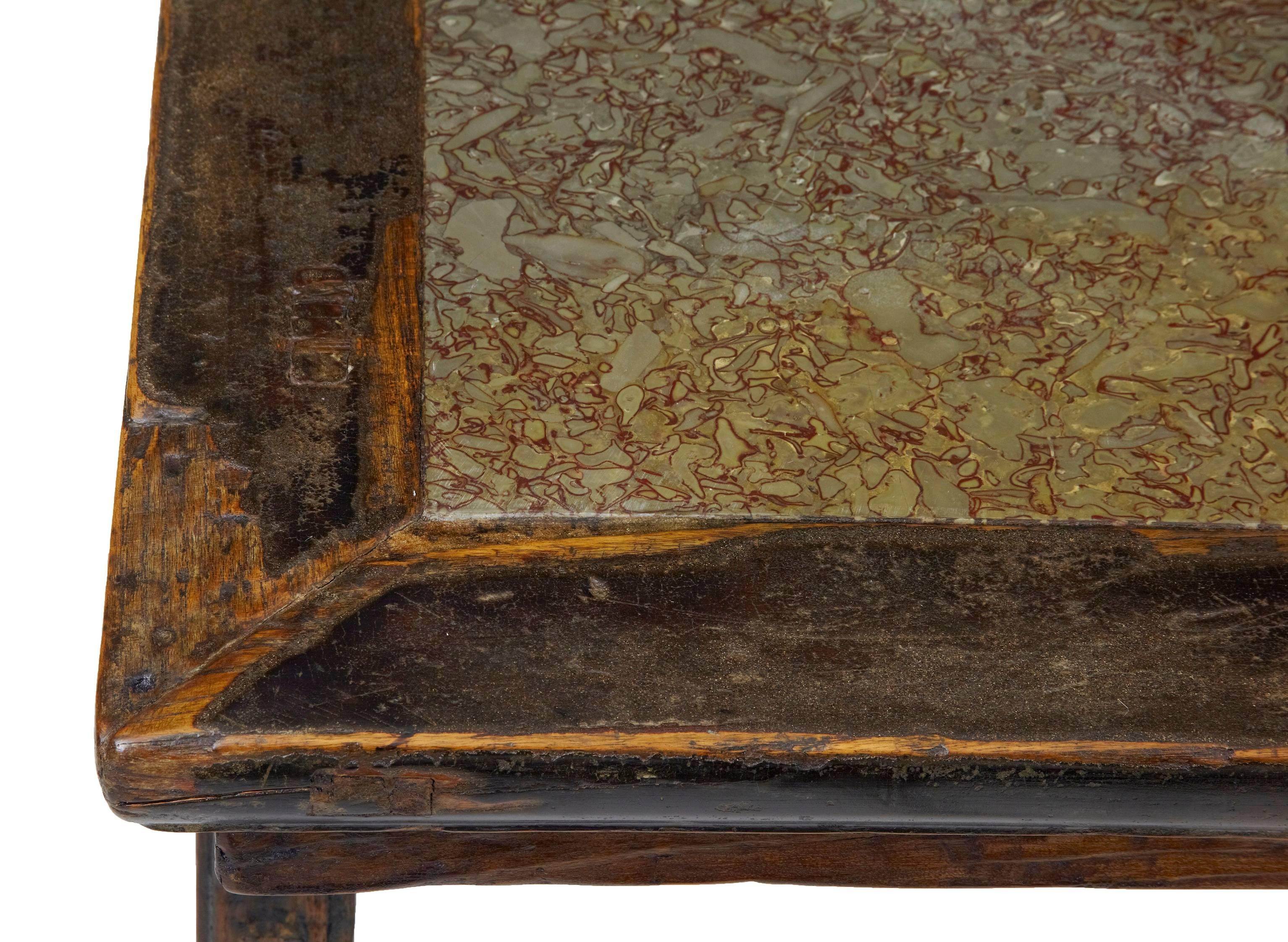 Woodwork 19th Century Chinese Lacquered Inset Marble Alter Table