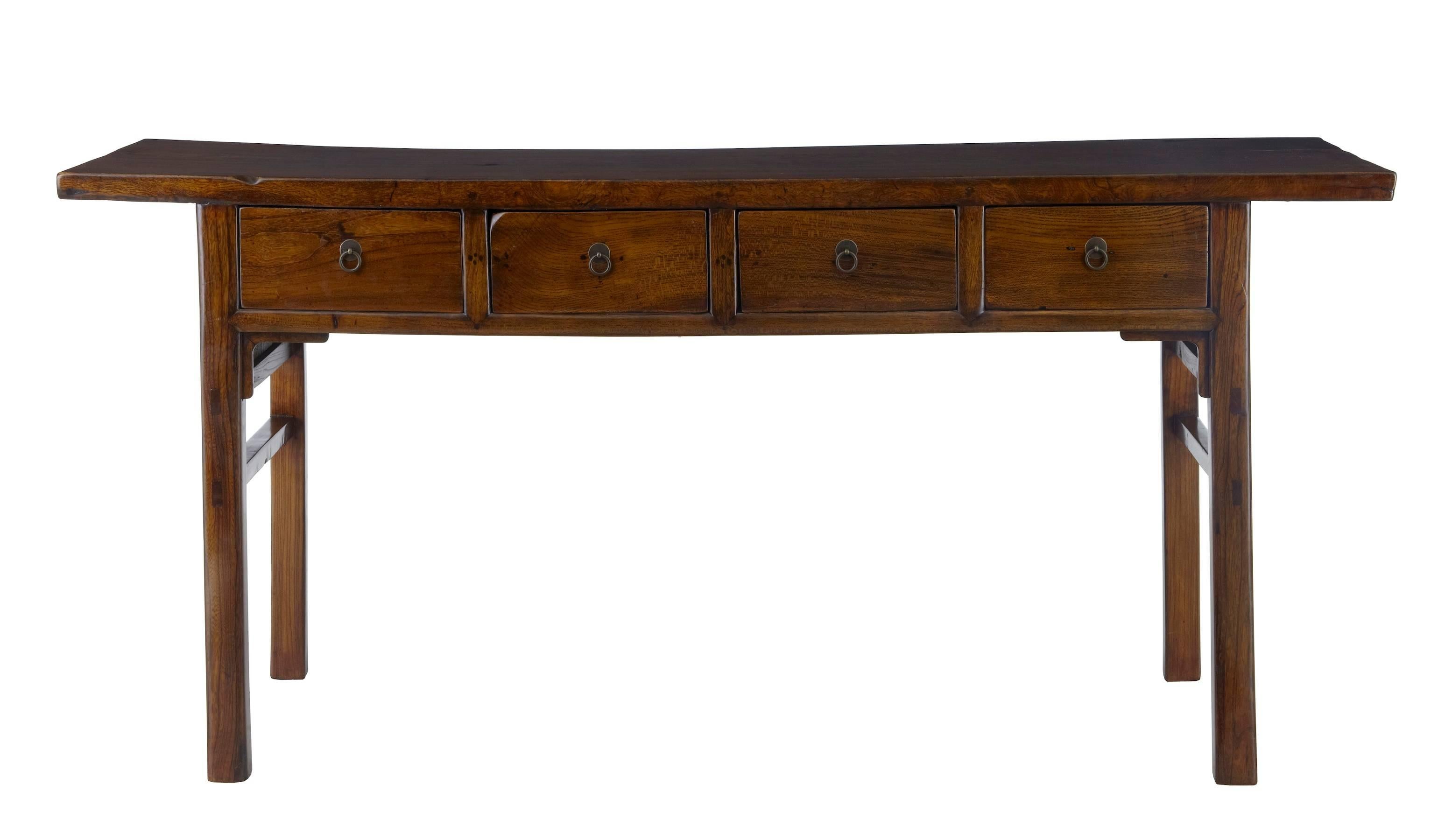 Excellent quality dresser base, circa 1870.
Four-drawer dresser base.
Traditional shape and design Chinese sideboard.
Excellent color and patina.

Measures: Height: 33 1/2