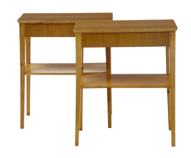 Pair of 1960s Birch Bedside Side Tables For Sale at 1stdibs