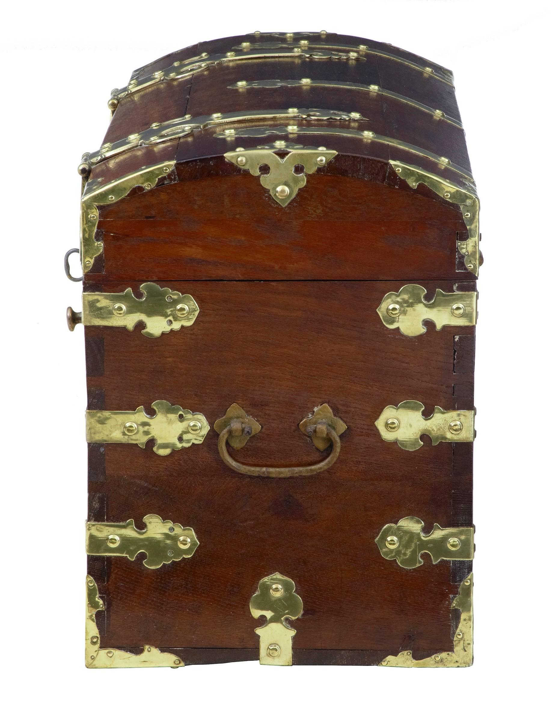 Debenham antiques is pleased to be able this stunning rare Silk Road coffer, circa 1740.
With a Scandinavian applied brass royal crest on the front which we can attribute to either Denmark or Sweden. As this box/coffer made its journeys to the