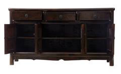 19th Century Chinese Hard Wood Lacquered Sideboard Cabinet