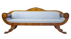 19th Century Biedermeier Birch Scroll Arm Sofa