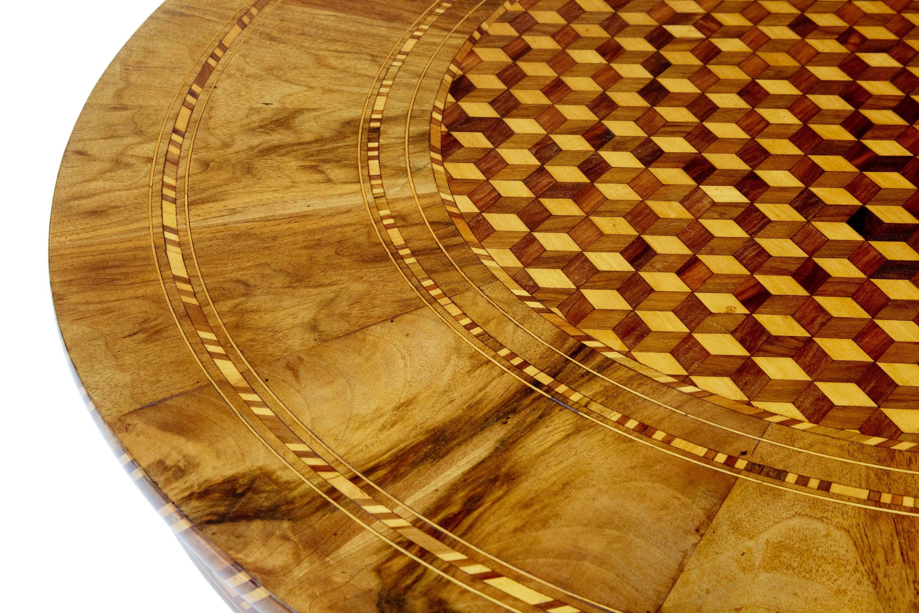 Victorian Superb Inlaid Walnut 19th Century Center Table
