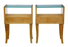 Pair of 1960s Scandinavian Modern Birch and Walnut Bedside Tables