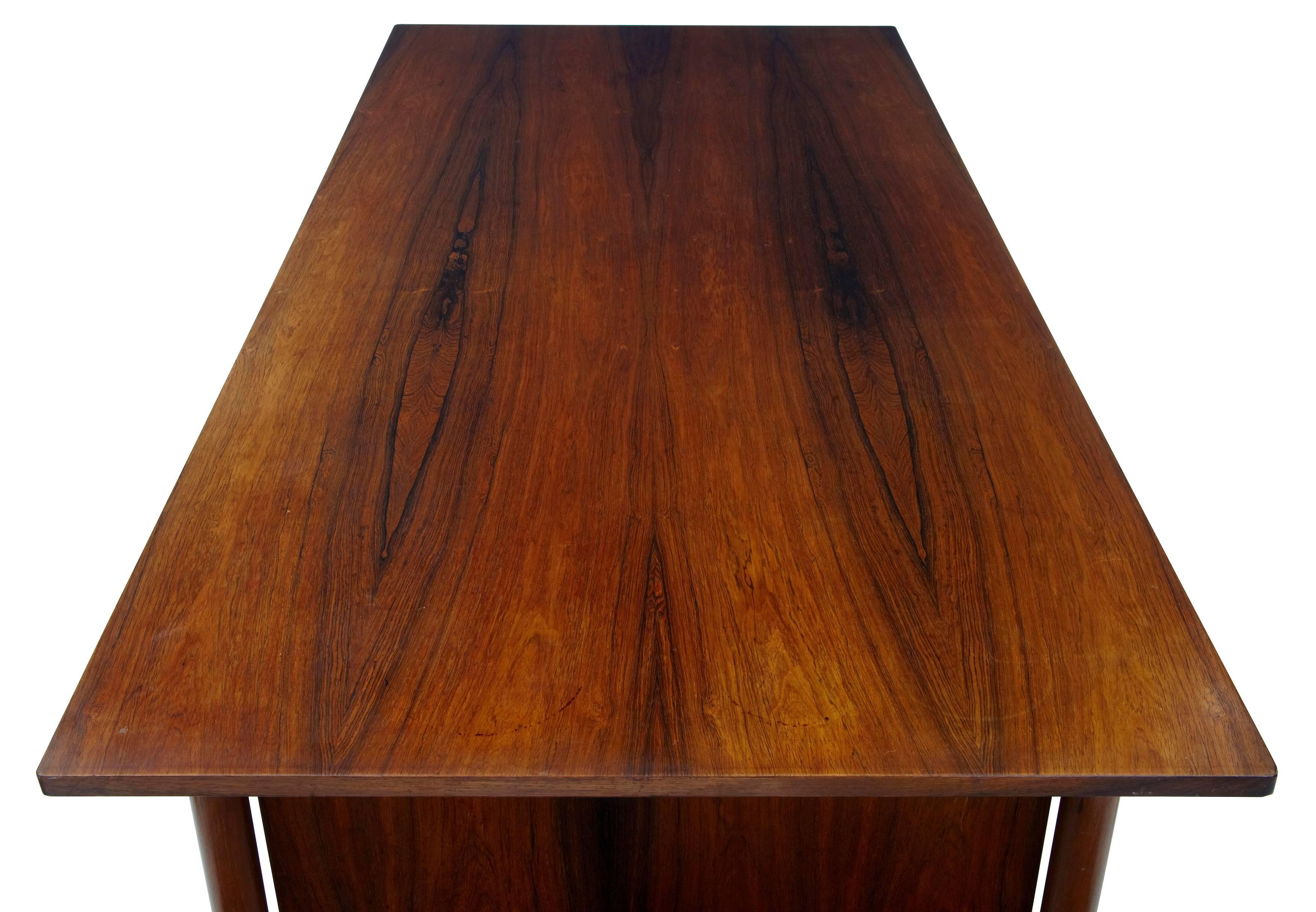 Danish 1960s Rosewood Jacaranda Desk Table In Good Condition In Debenham, Suffolk
