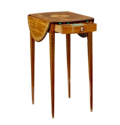 18th century Sheraton period inlaid drop leaf sewing table