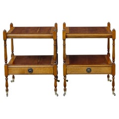 Pair of mid century yew wood side tables