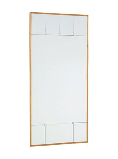 Mid century Scandinavian portrait beech framed mirror