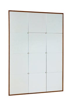 Oak framed mid century Scandinavian segmented wall mirror