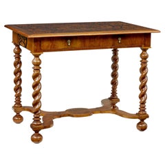 19th century Baroque revival hand carved walnut marquetry table