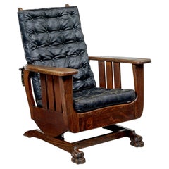 Early 20th century colonial oak and leather rocking chair