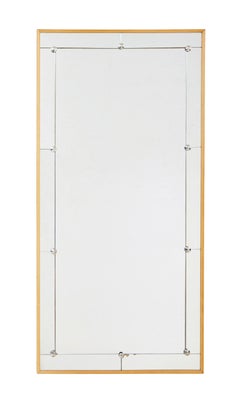 Mid century Swedish mirror with segmented border and beech frame